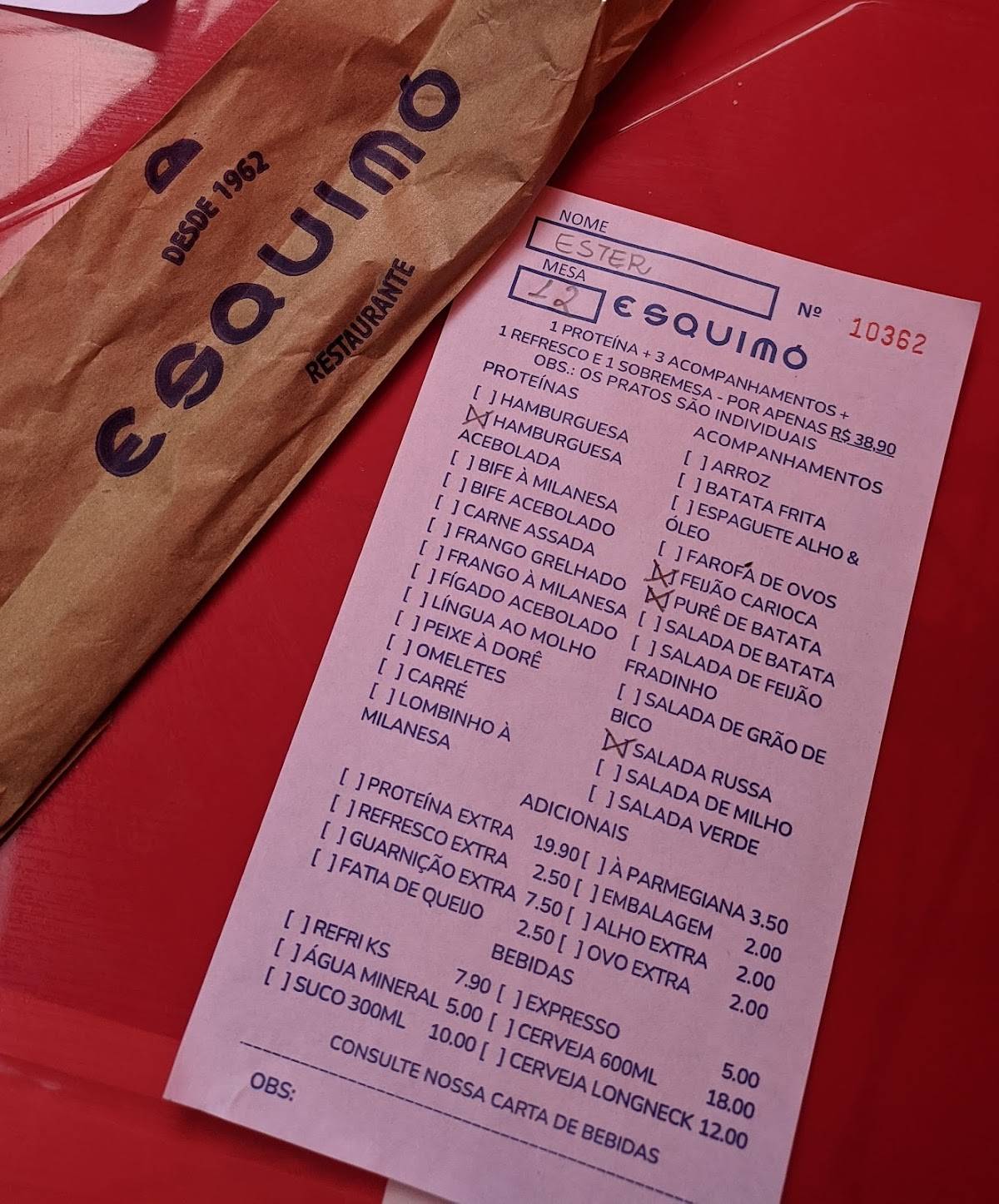 Restaurante Esquimó cardápio