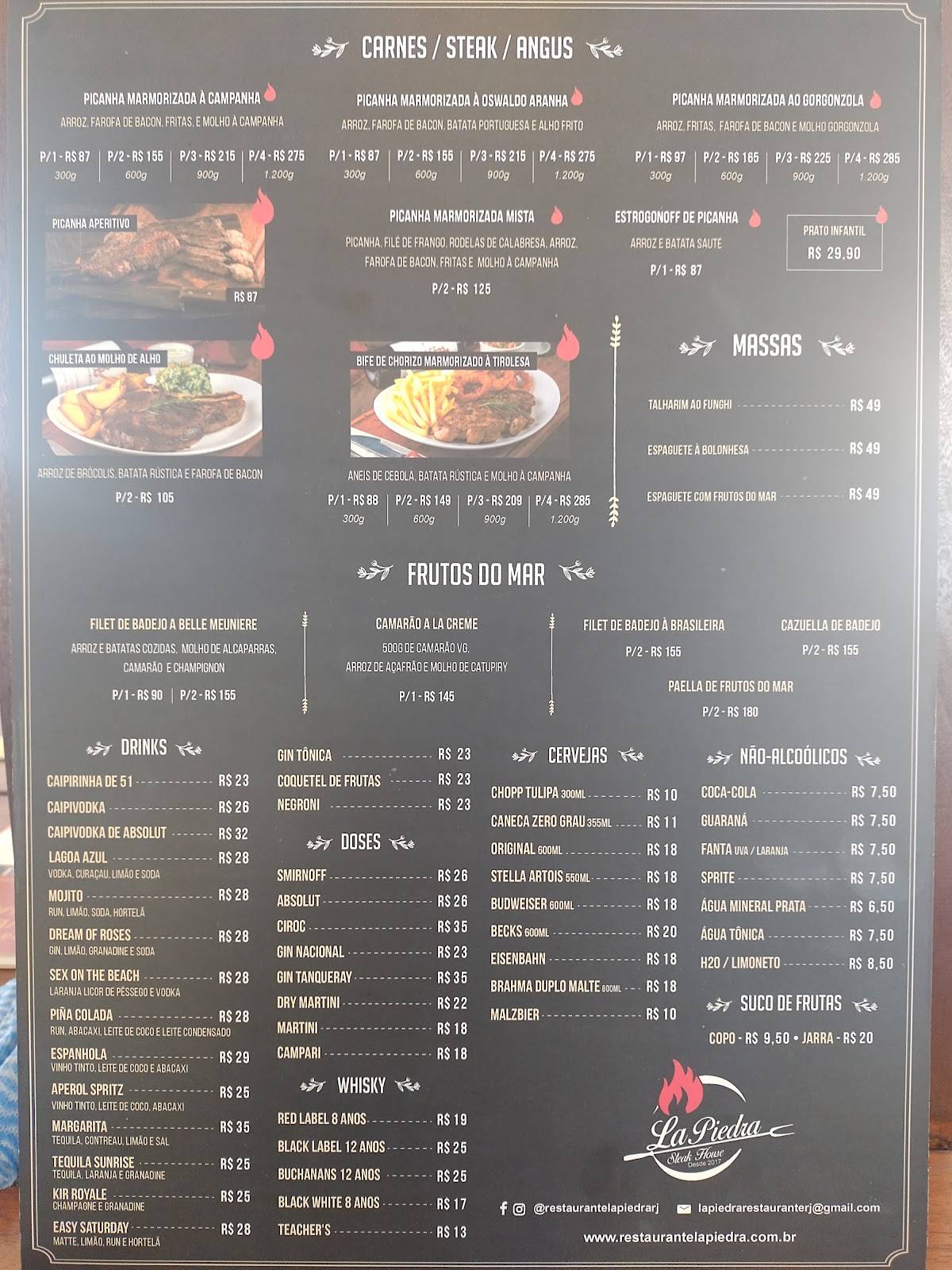 Restaurante Lá Piedra cardápio