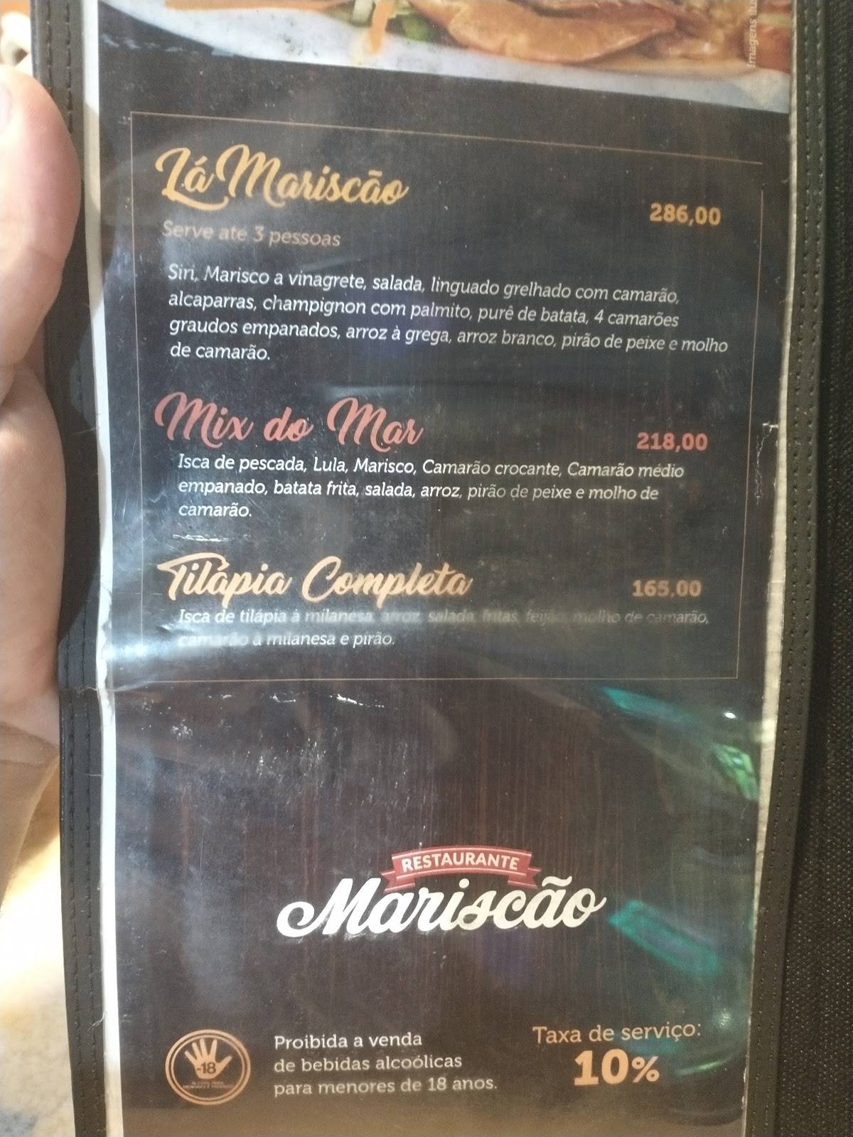 Restaurante Mariscão Matinhos cardápio
