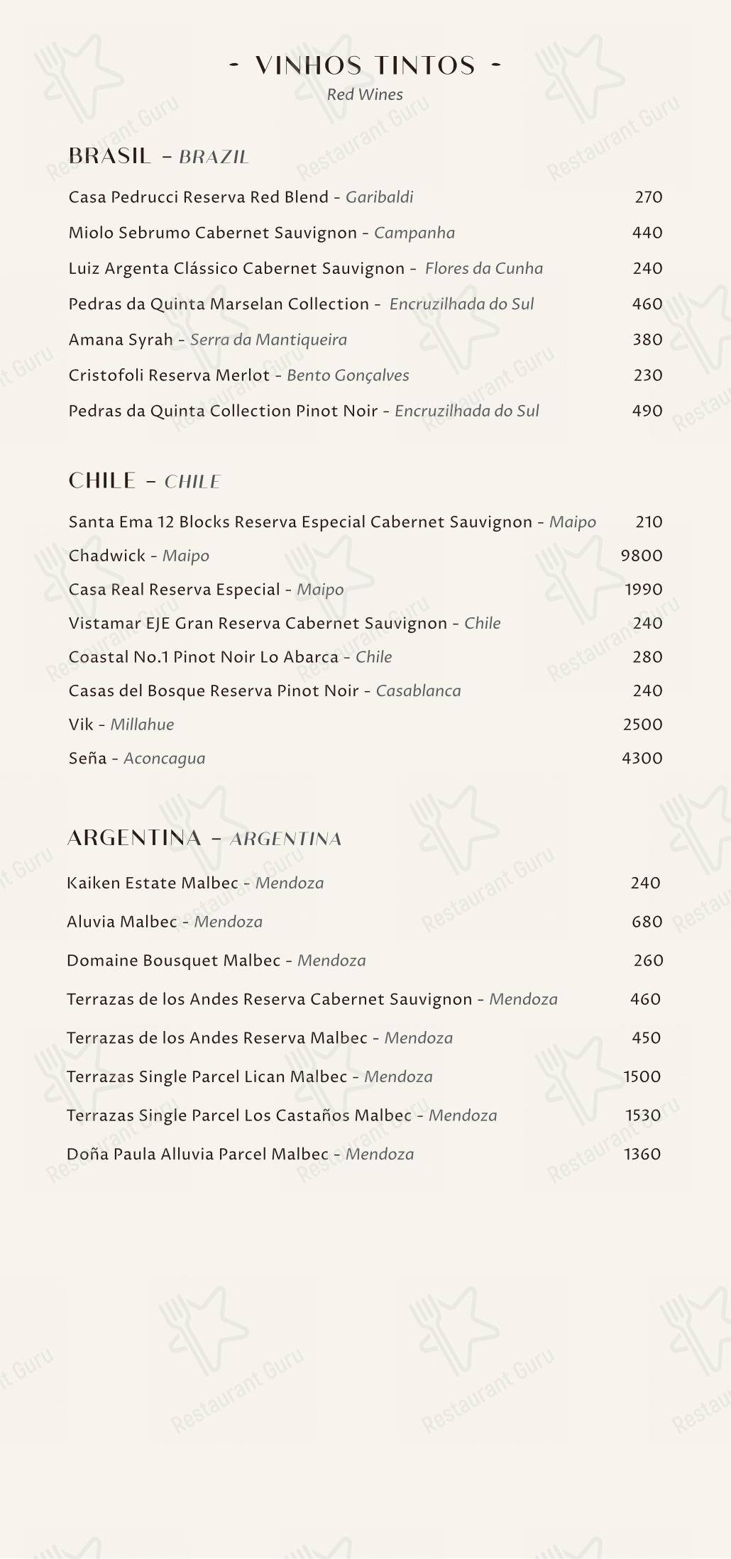 菜单 para Restaurante Mee - (Copacabana Palace) em Rio de Janeiro