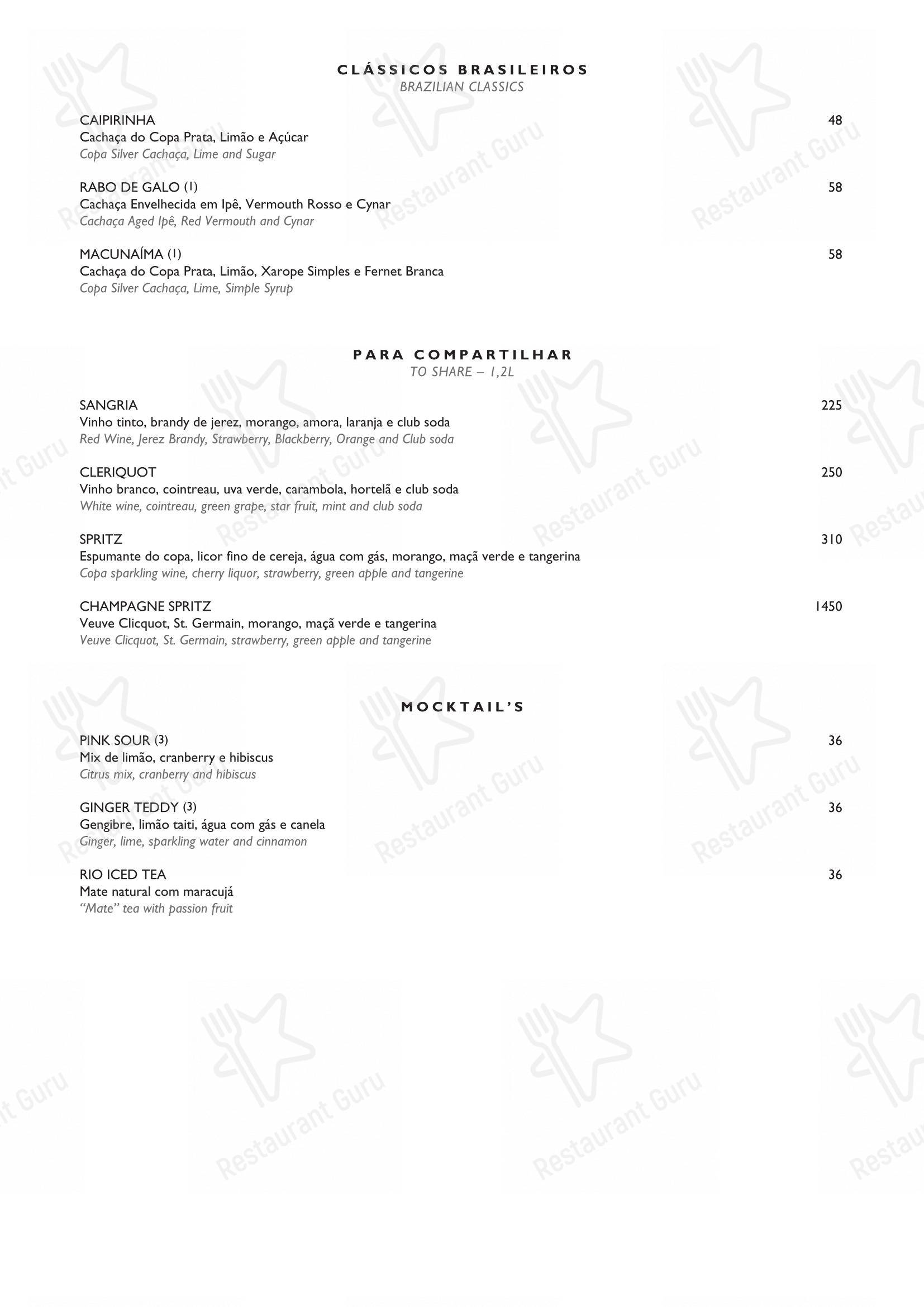Крафт меню para Restaurante Mee - (Copacabana Palace) em Rio de Janeiro