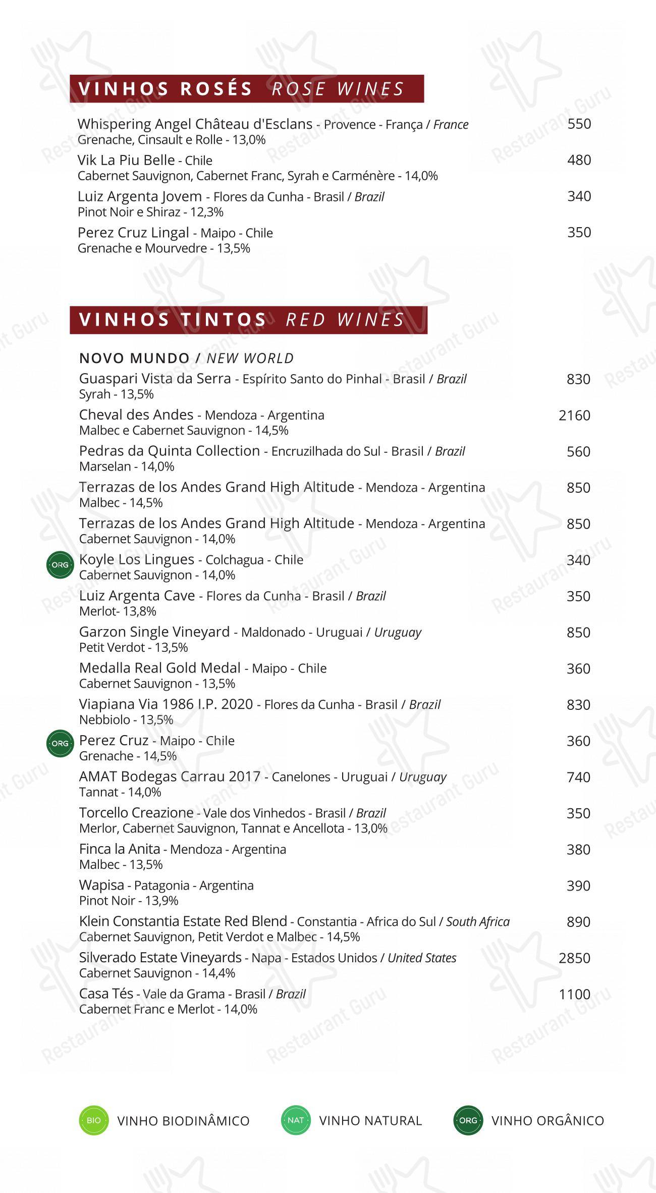 Коктейльная карта para Restaurante Mee - (Copacabana Palace) em Rio de Janeiro