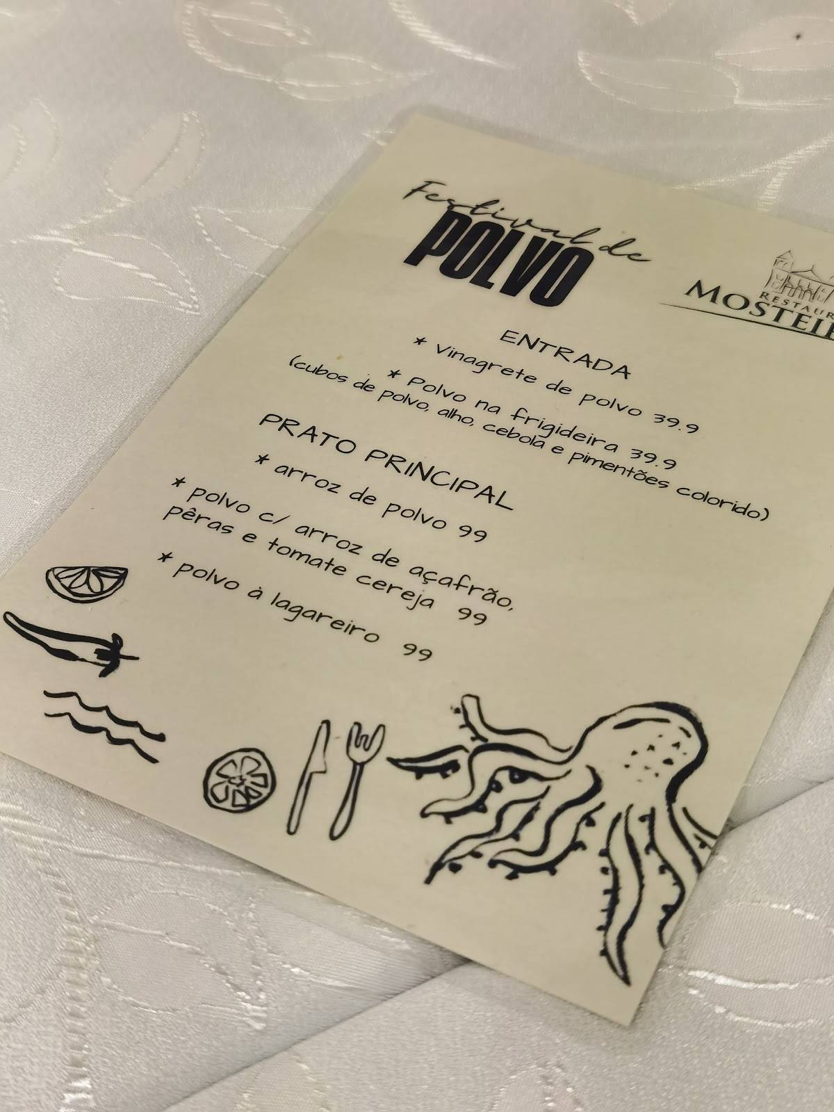 Restaurante Mosteiro cardápio