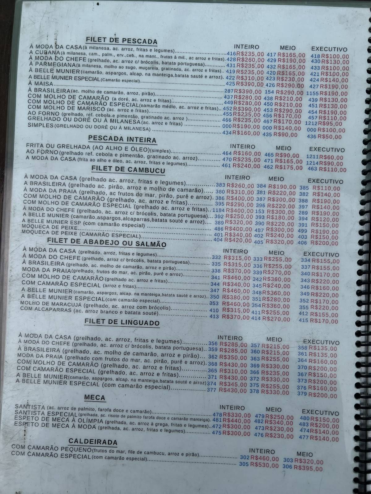 Restaurante Olímpia cardápio