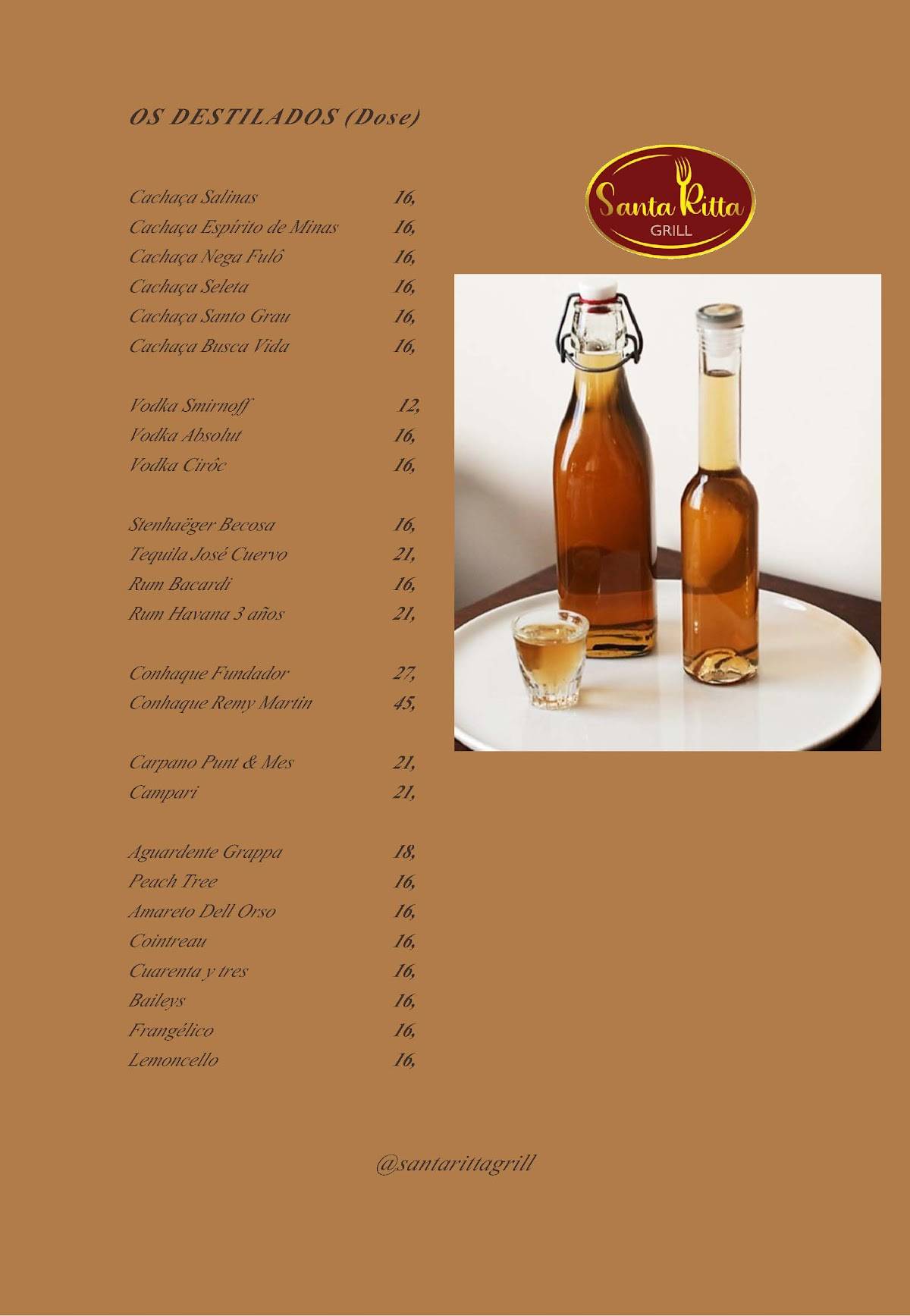 Restaurante Santa Ritta Grill cardápio