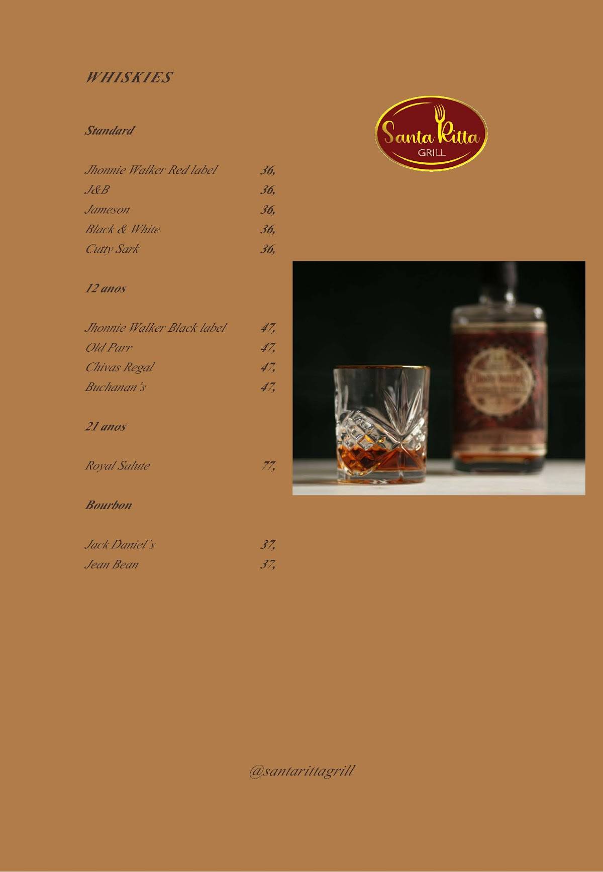 Restaurante Santa Ritta Grill cardápio