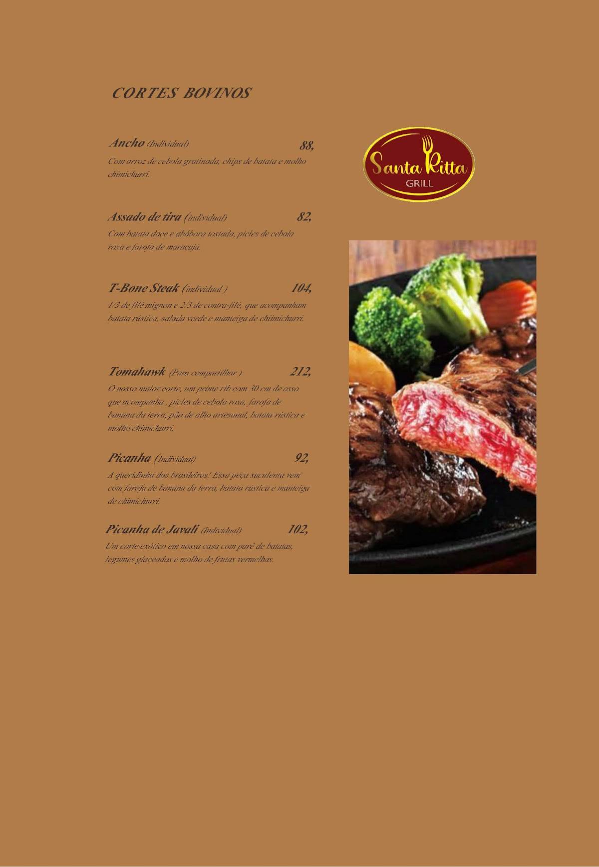 Restaurante Santa Ritta Grill cardápio