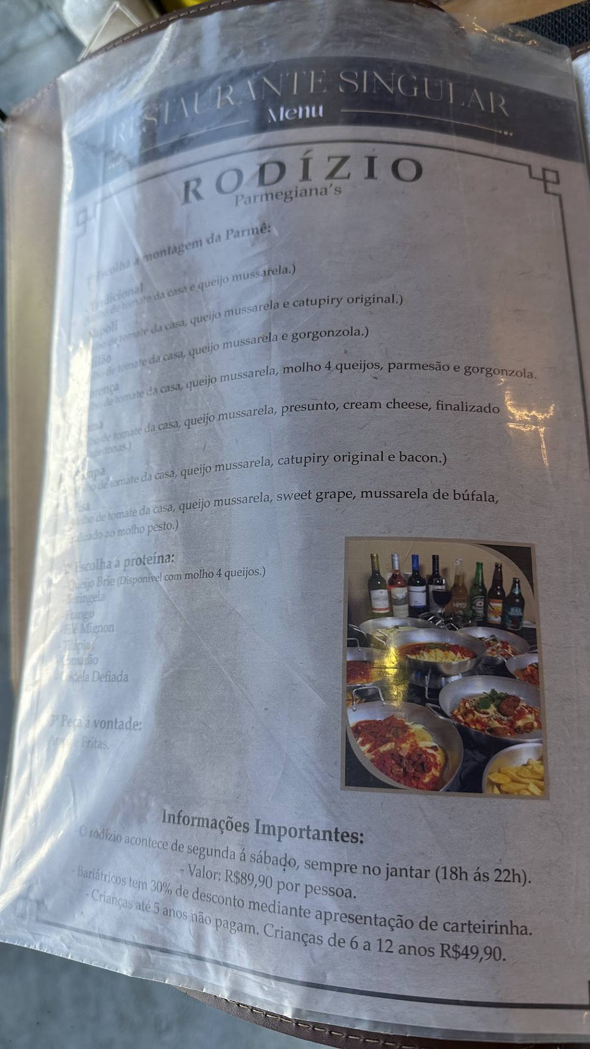 Restaurante Singular cardápio