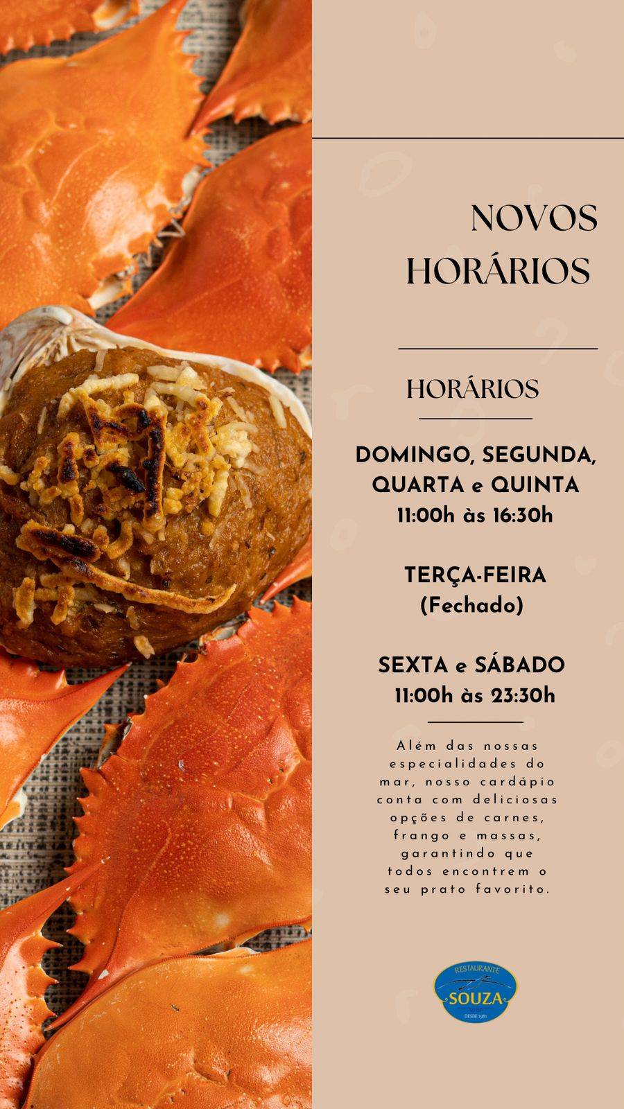 Restaurante Souza Peixes e Frutos do Mar cardápio