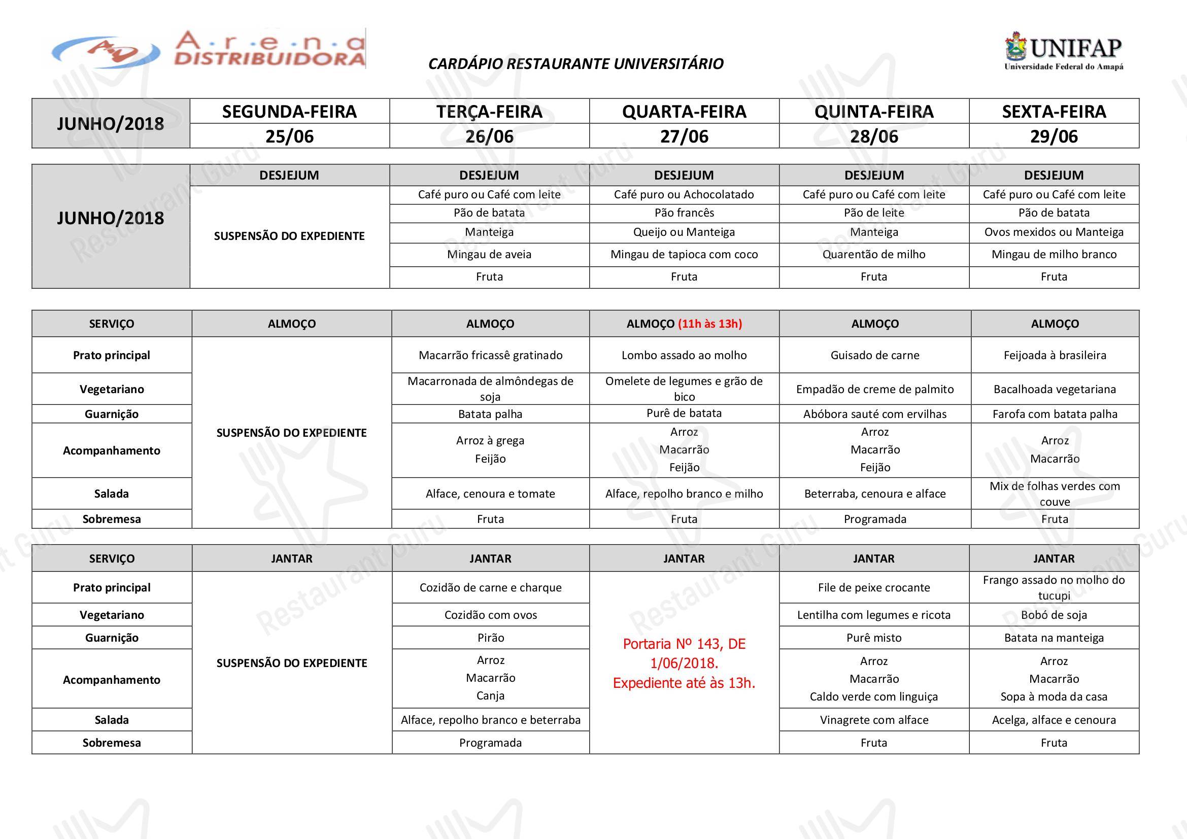 Restaurante Universitário - UNIFAP em Macapá - MENUS RESTAURANT