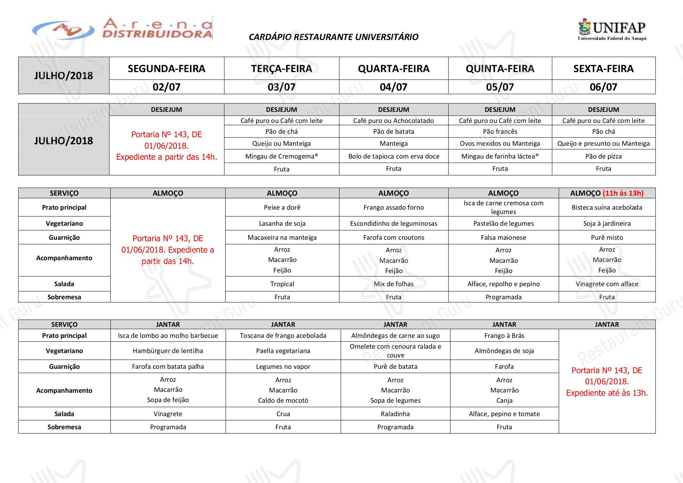 Restaurante Universitário - UNIFAP - Time Menu