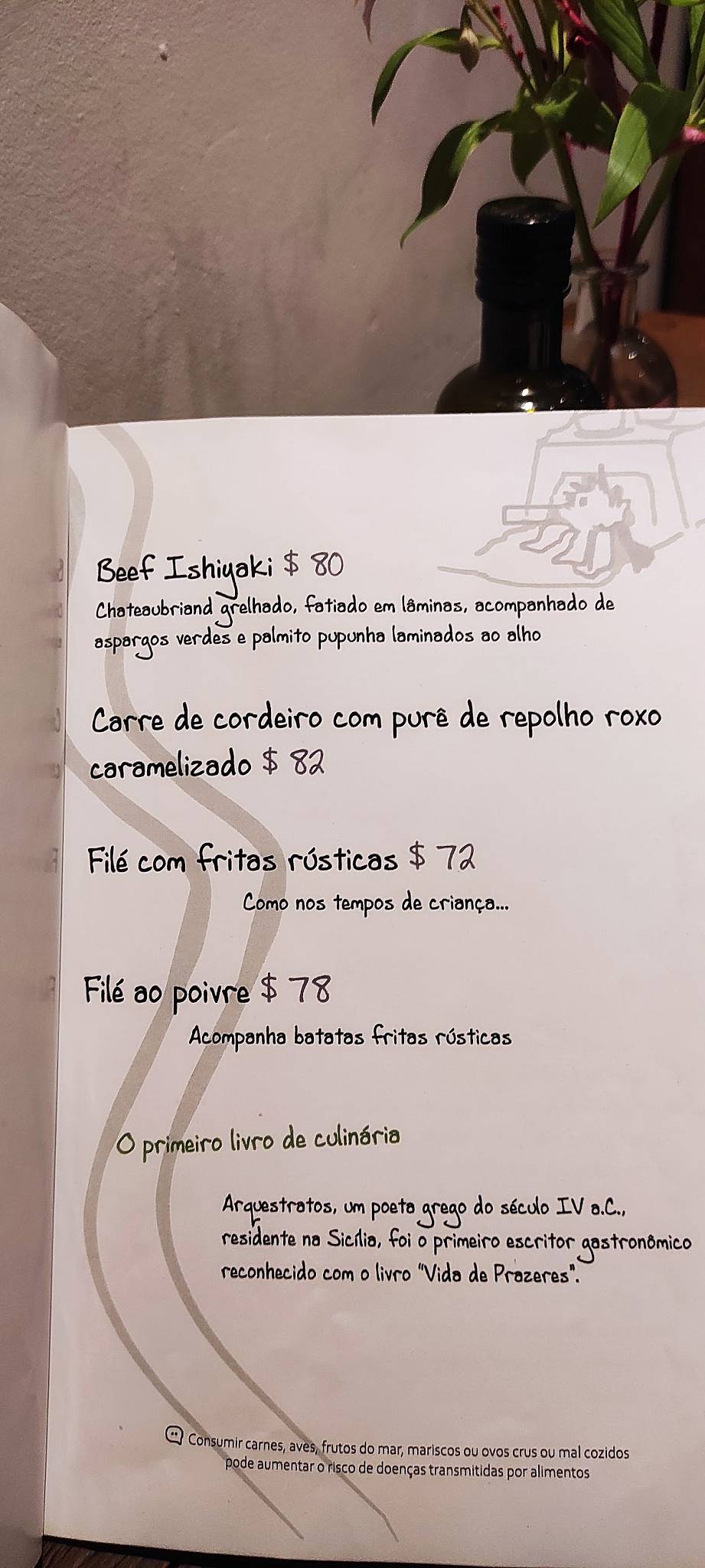 Restaurante Vila das Meninas cardápio
