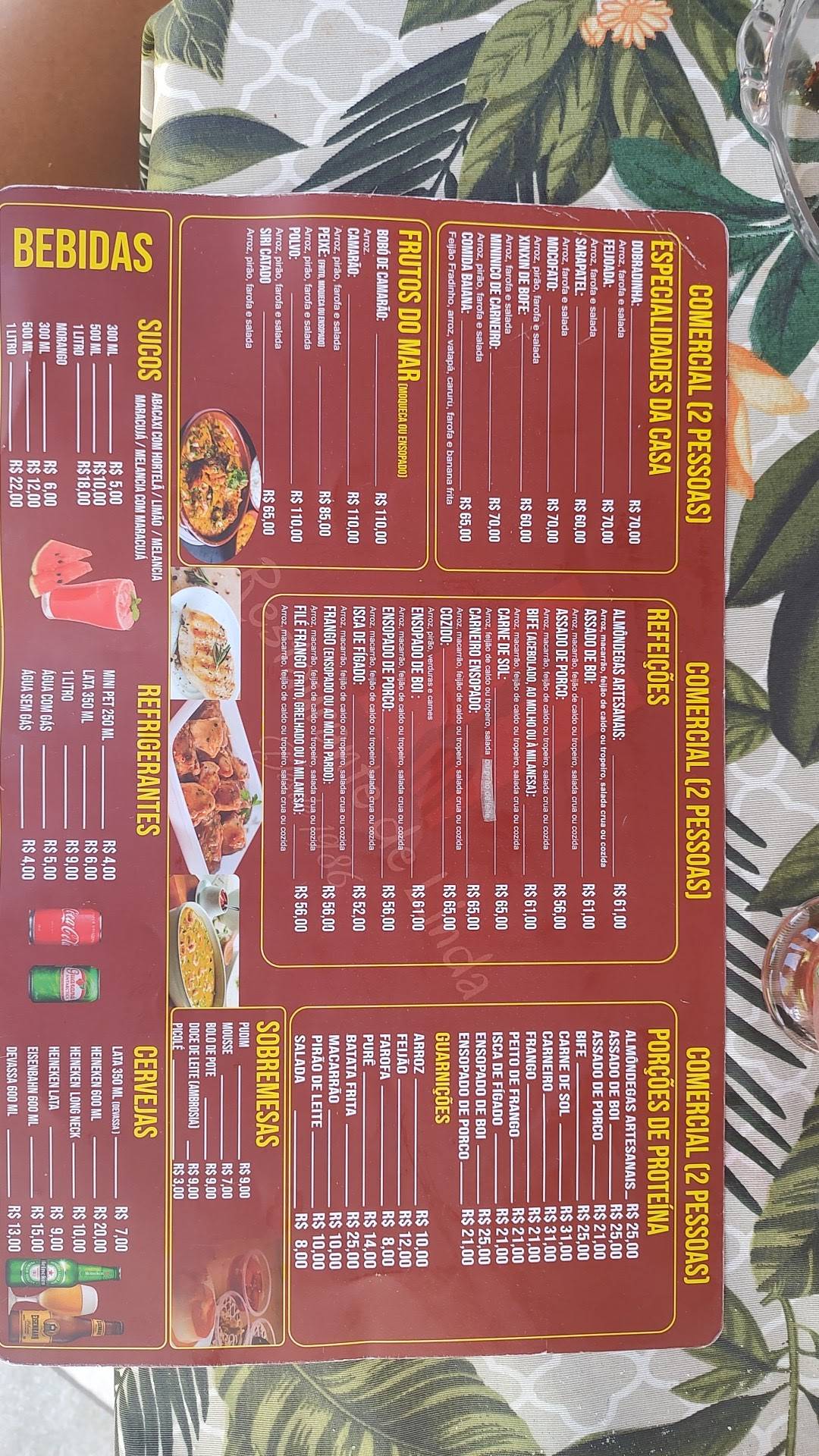 Restaurante de Linda cardápio
