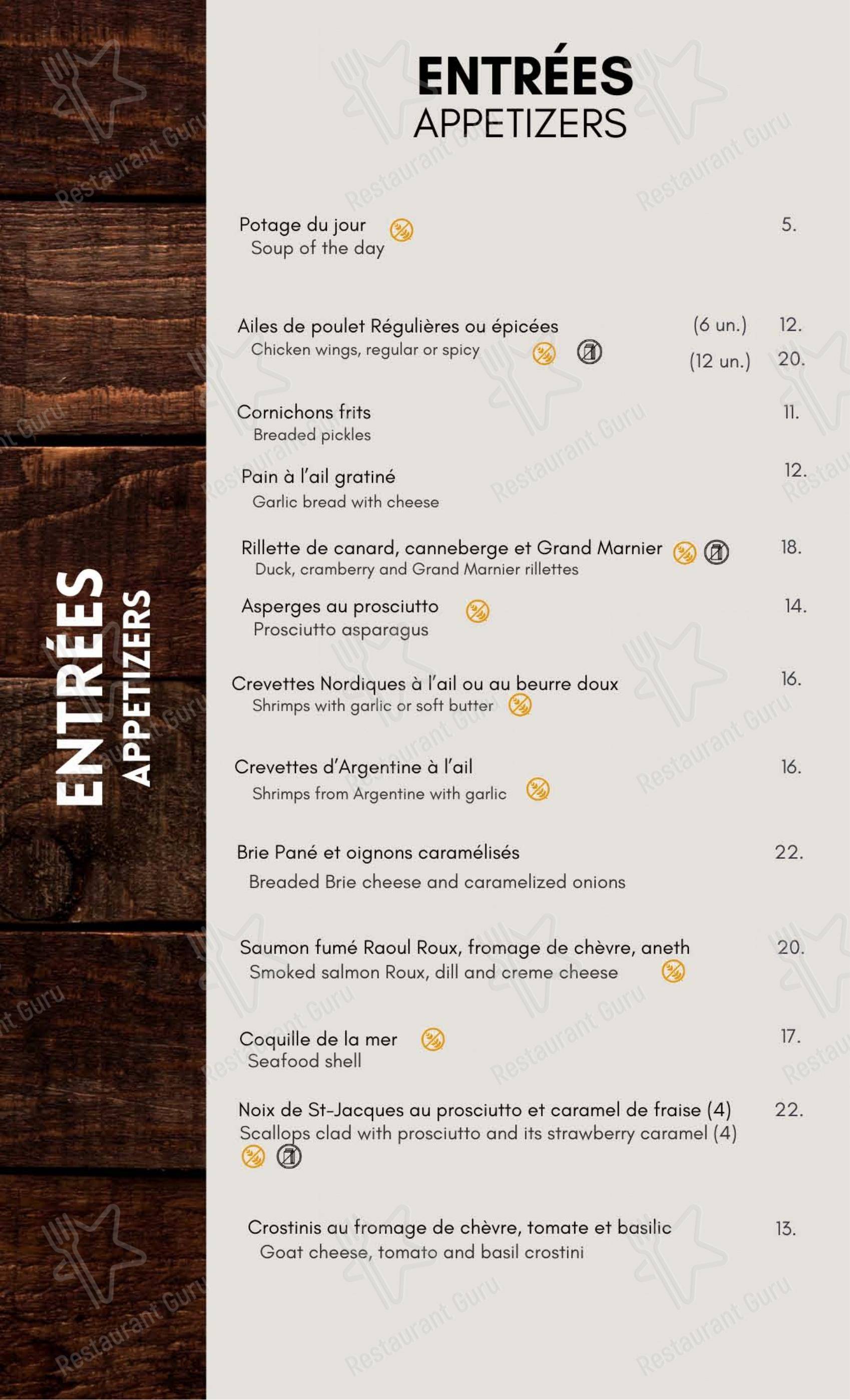 Resto-Bar L'Imprévu & Resto La Terrasse dans Matane - Menu bar