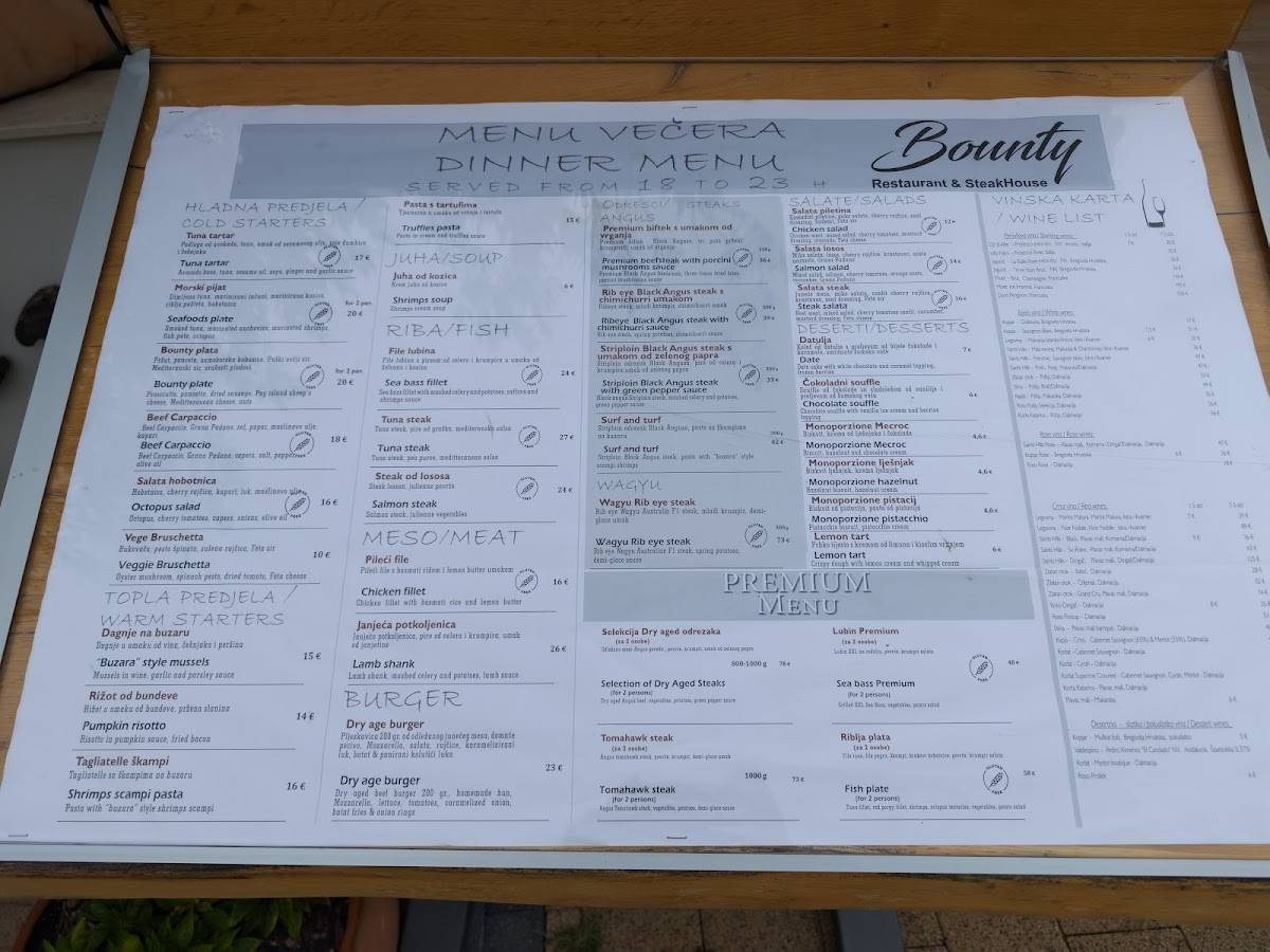 Menu di Restoran Bounty 