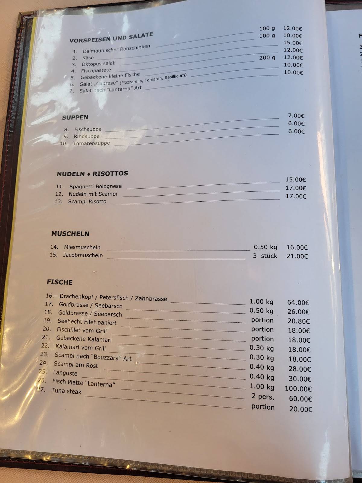Menu di Restoran Lanterna 