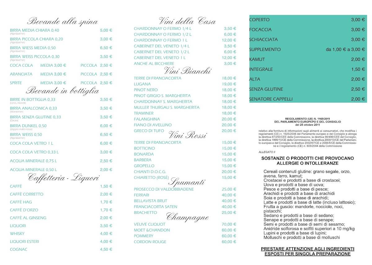Menu di Mozart Pizzeria con Cucina 