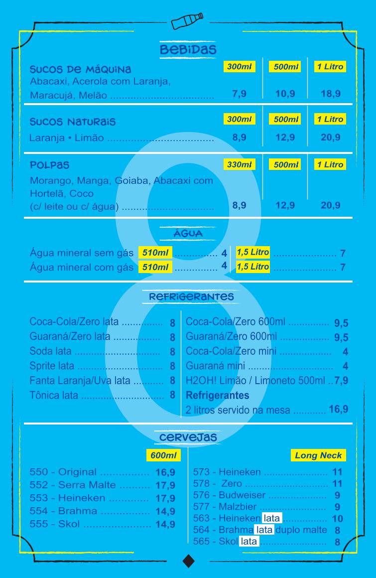 Castelo Azul Restaurante cardápio