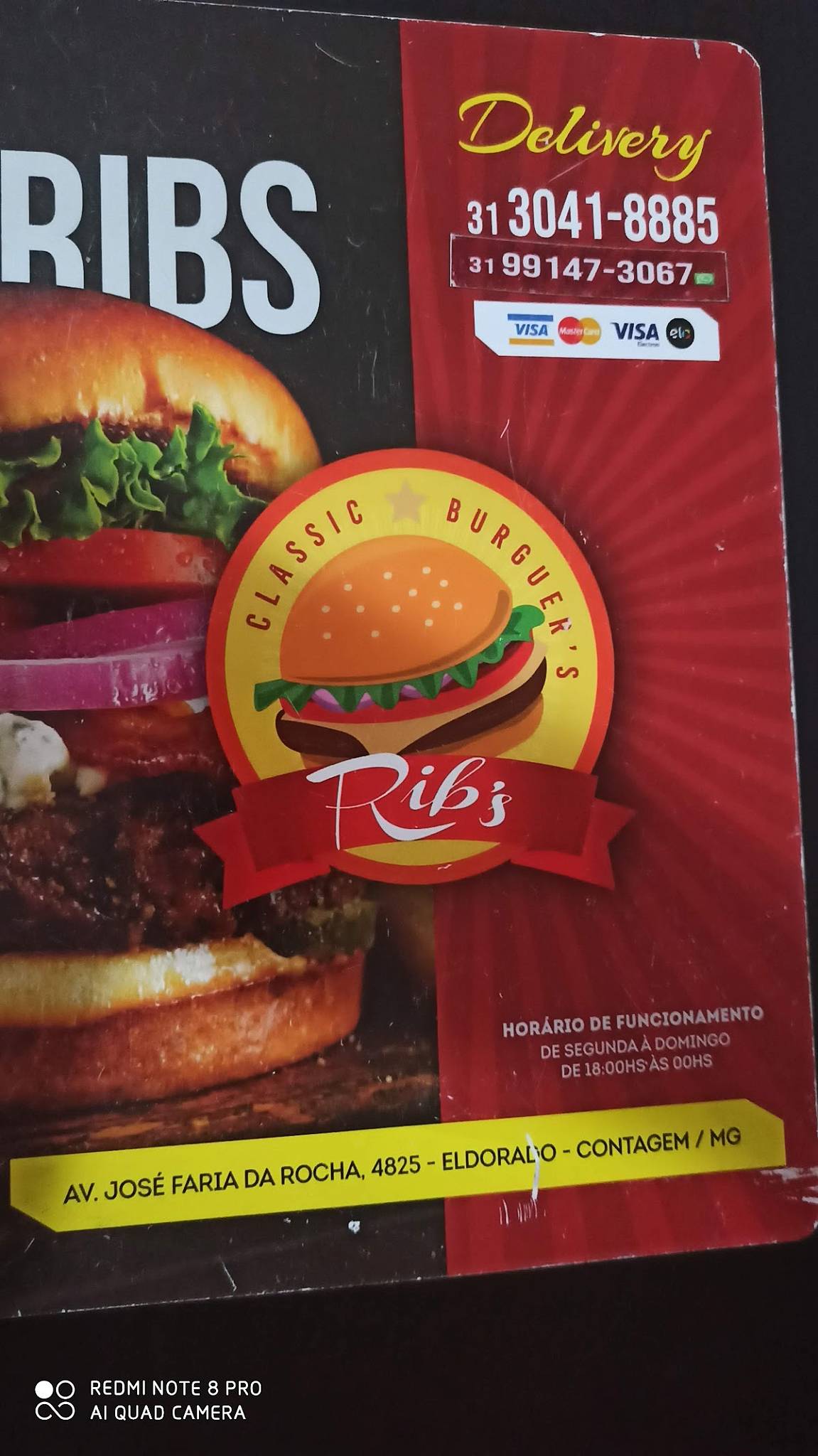 Rib's Burguers cardápio