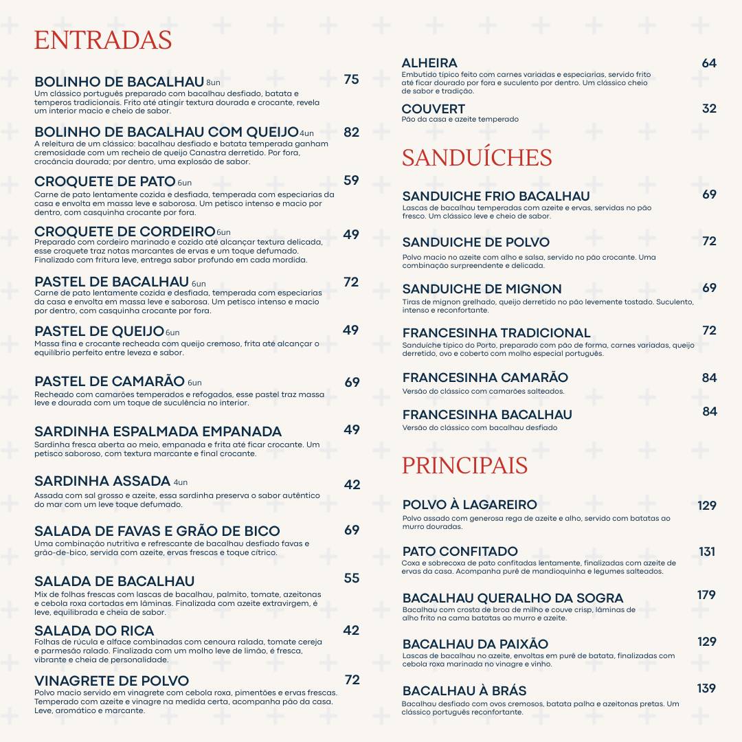 Rica Cozinha Portuguesa cardápio