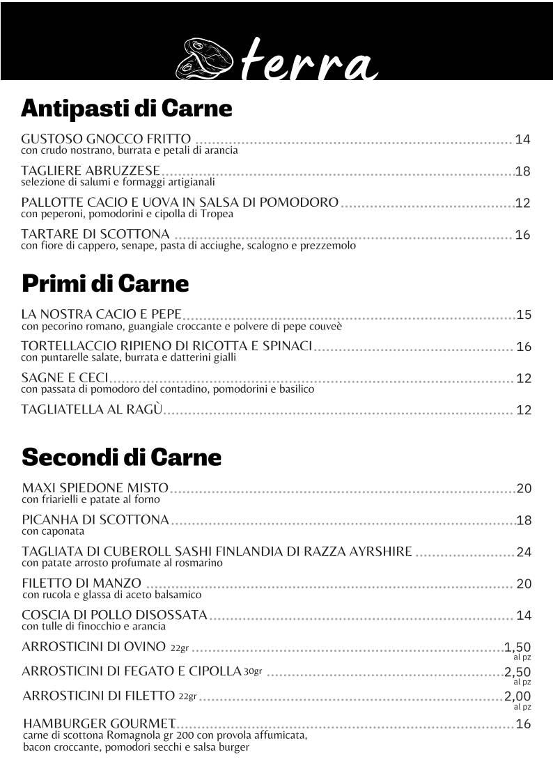 Menu de L'Angolino