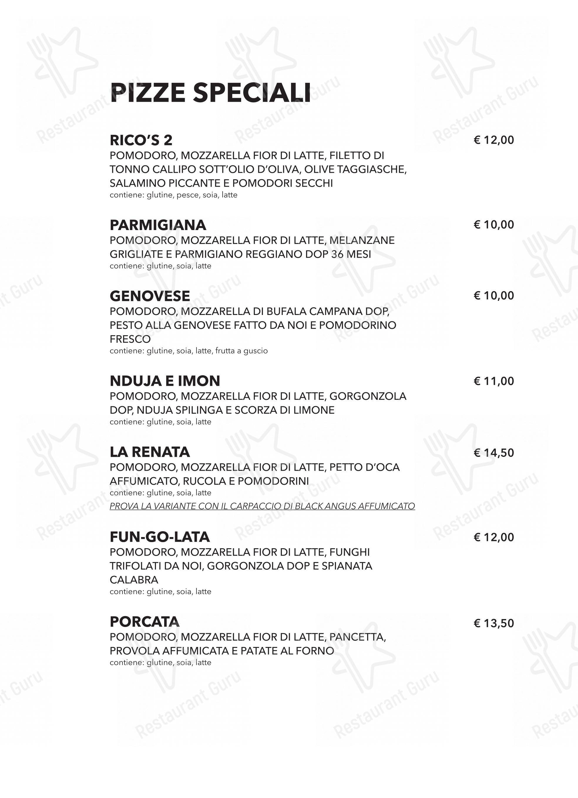 Menu per Rico'S 3 - La Forneria in Pieve di Soligo
