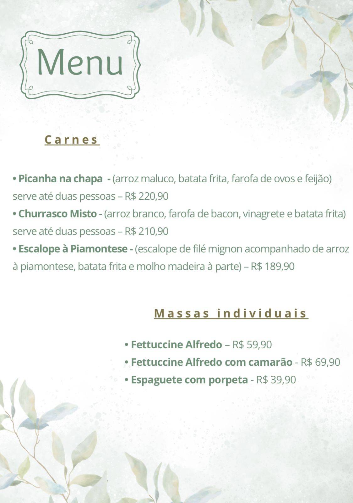 Oásis Gastrolounge cardápio
