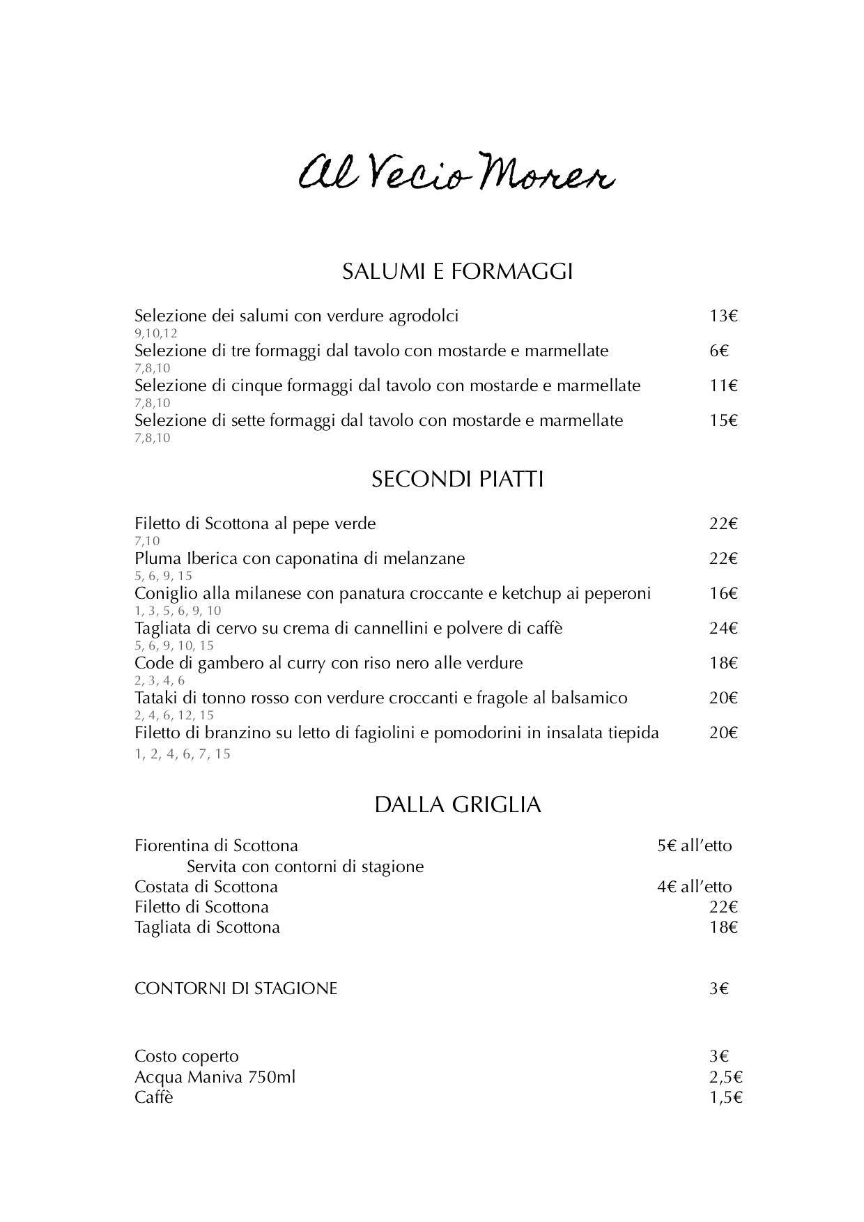 Menu di Ristorante "Al Vecio Morer" 