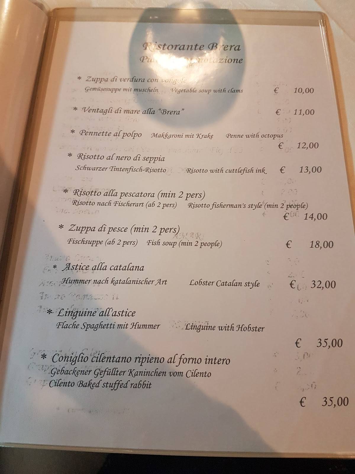 Menu di Ristorante Brera l'orto del mare 