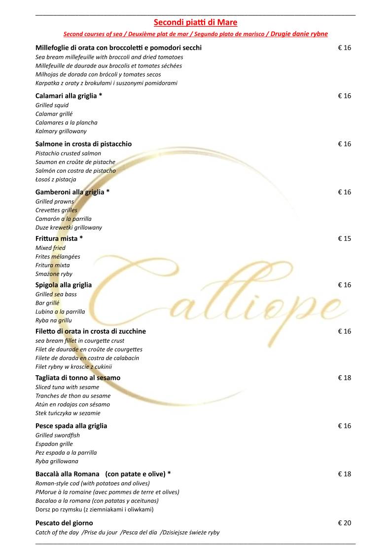 Menu di Ristorante Calliope 