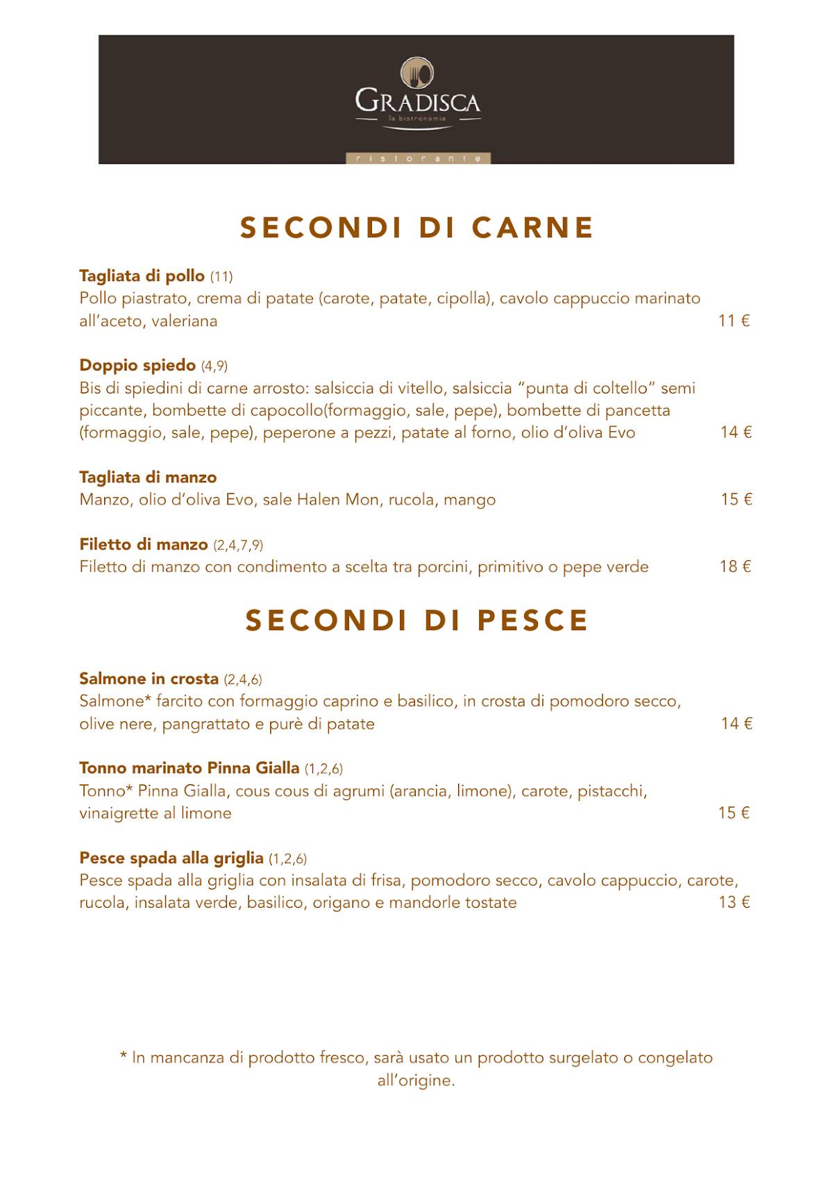 Menu di Ristorante Creperia Gradisca 