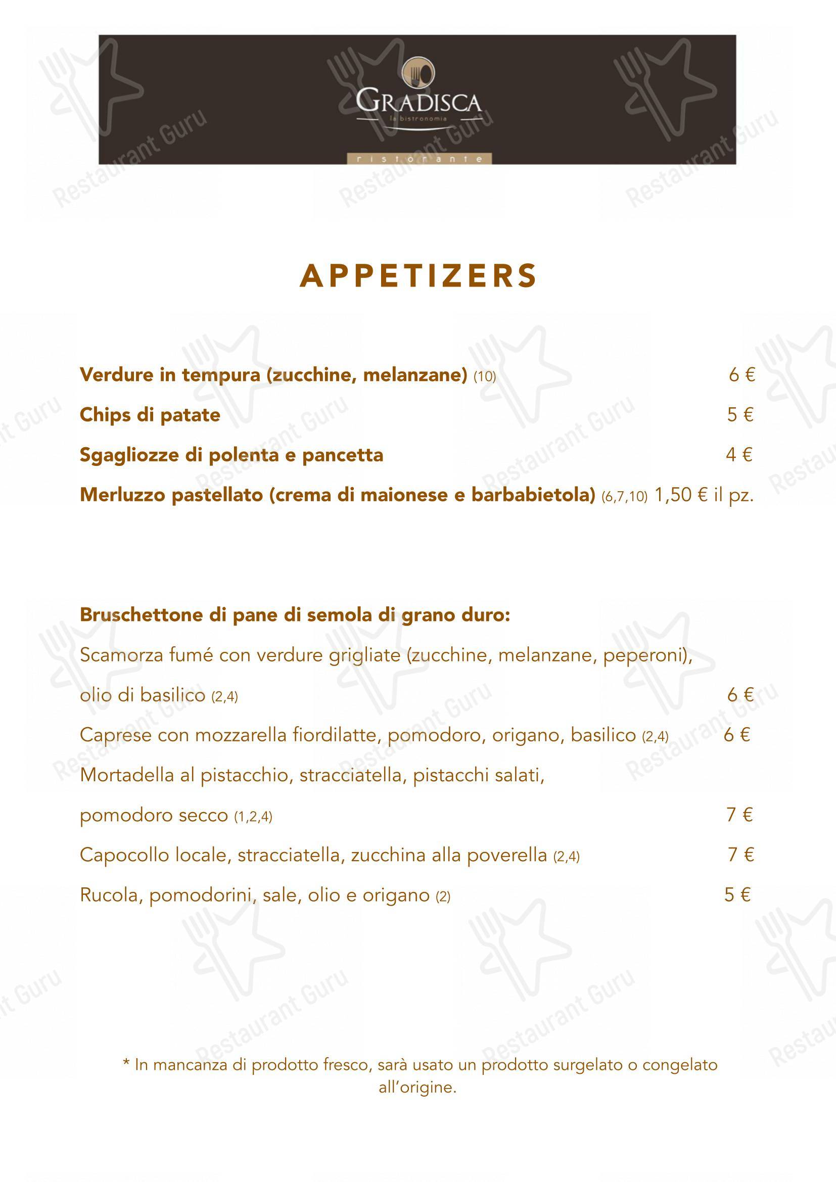 Menu bar per Ristorante Creperia Gradisca in Conversano
