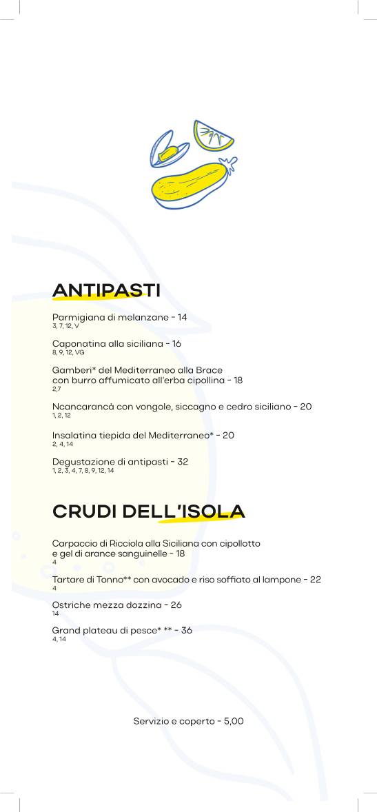 Menu di Fratò 
