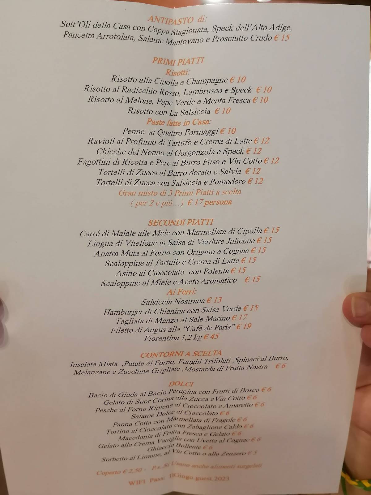 Menu di Ristorante Il Giogo 