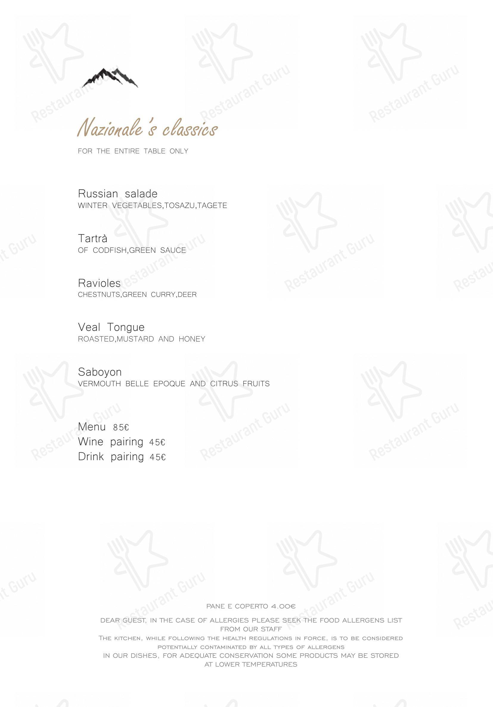 Menu di Ristorante Il Nazionale di Vernante - Menu