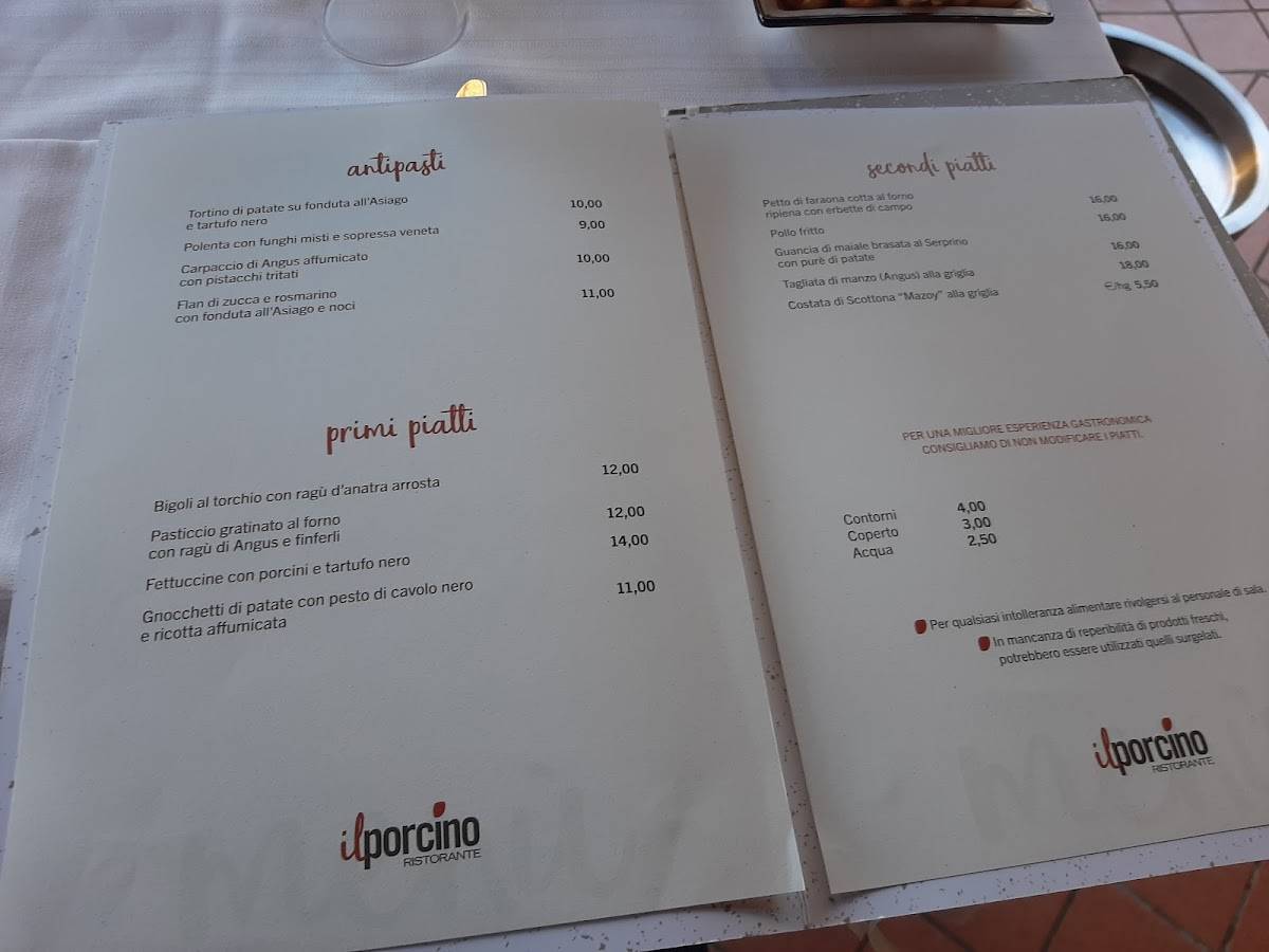 Menu di Ristorante Il Porcino 