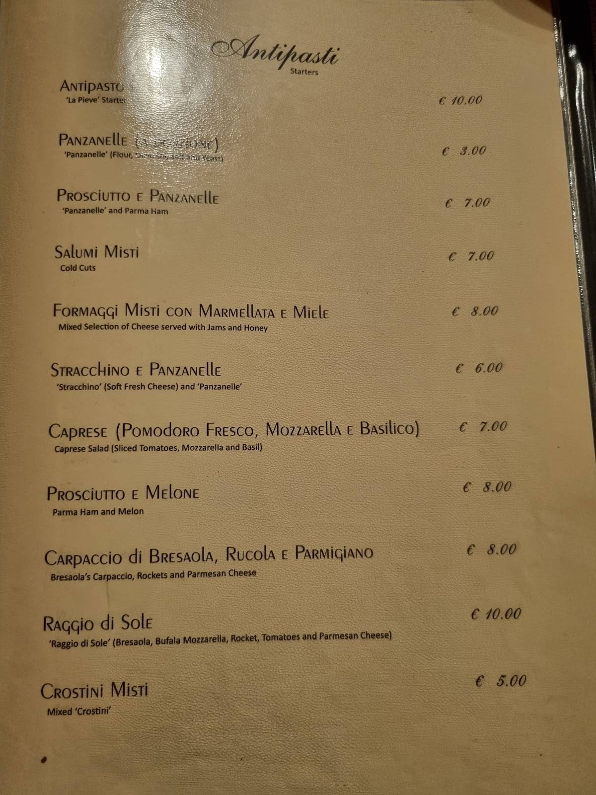 Menu di Ristorante La Pieve 