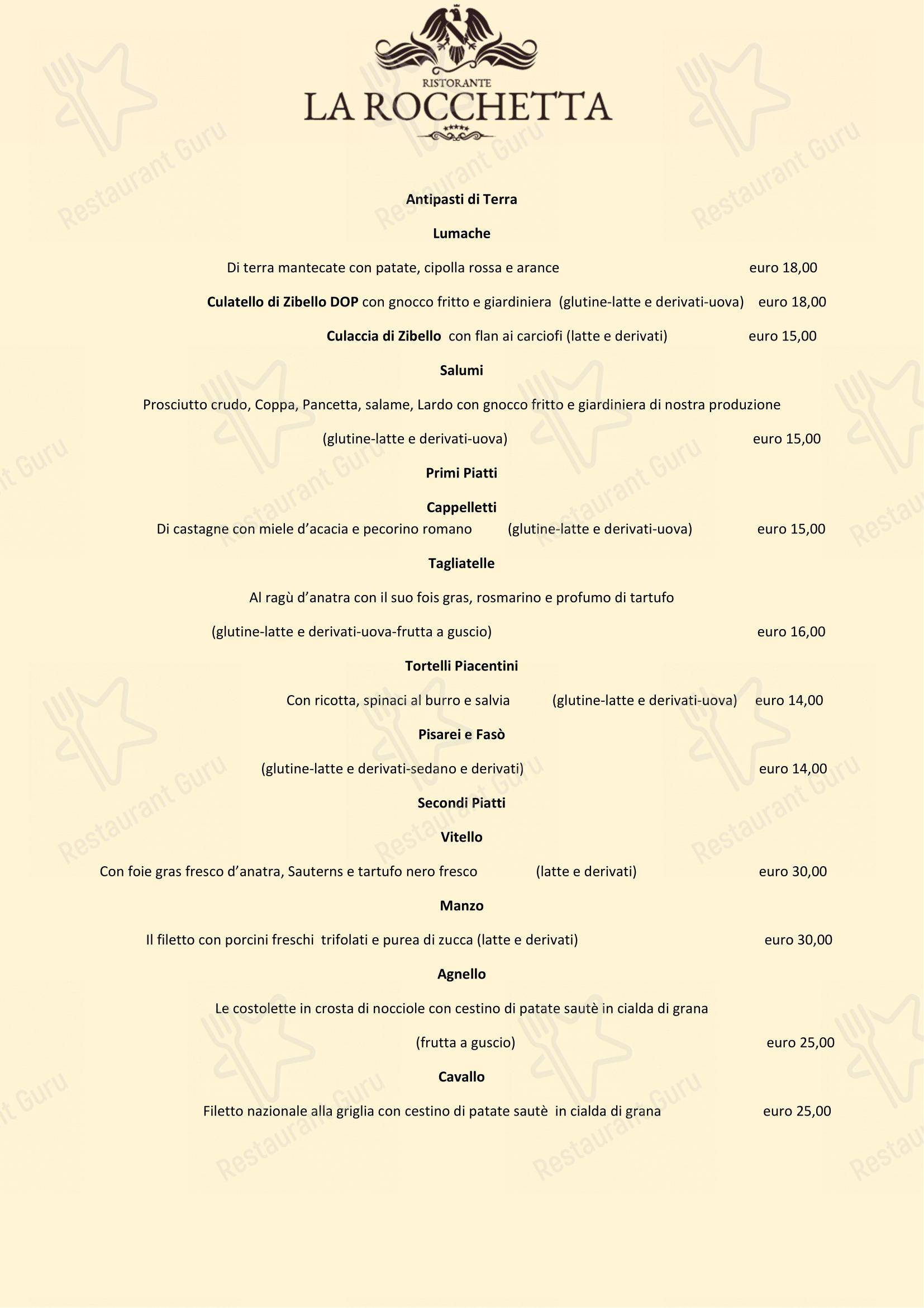 Menu per Ristorante La Rocchetta ristorante