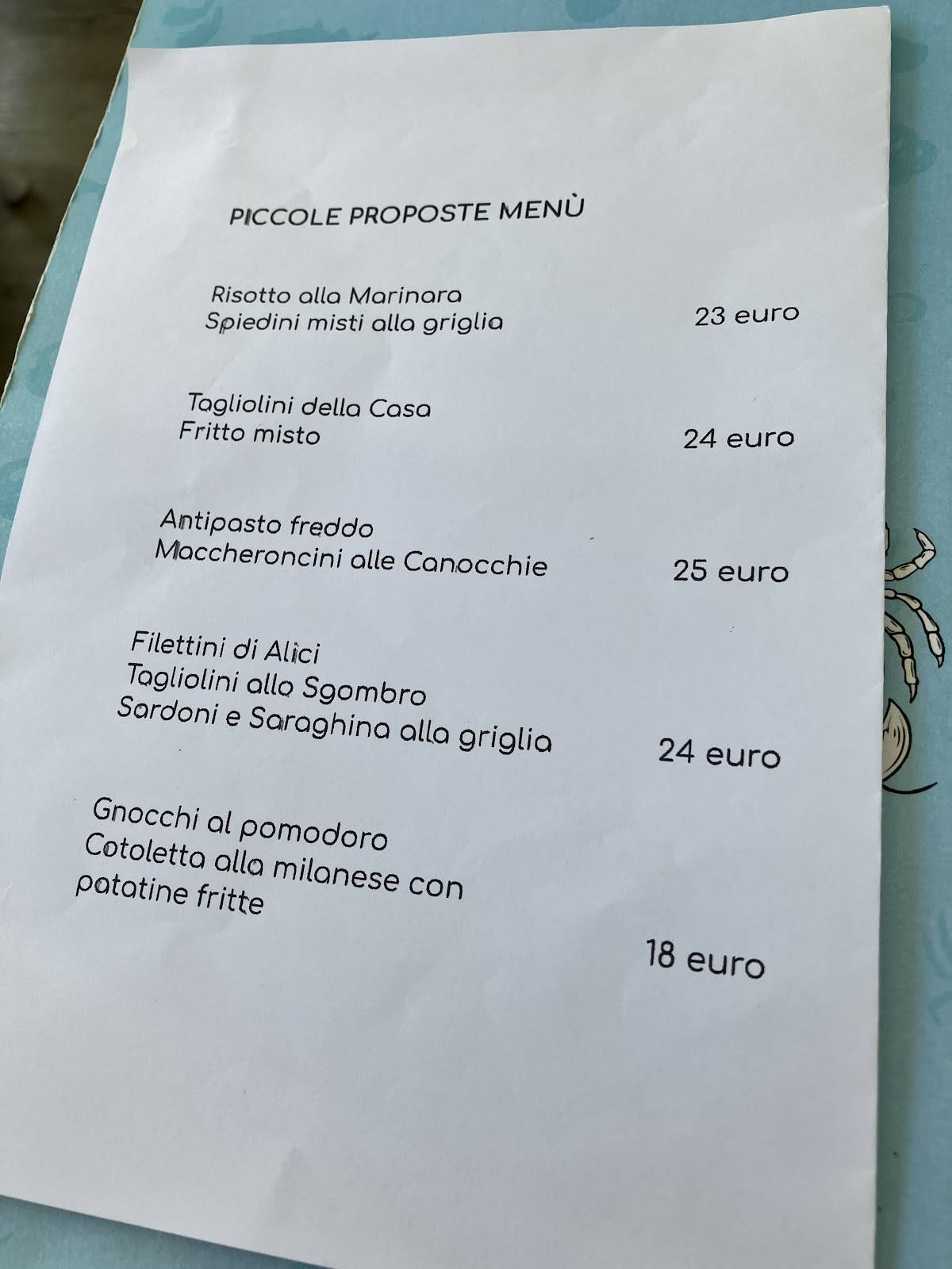 Menu di Ristorante La Trattoria 
