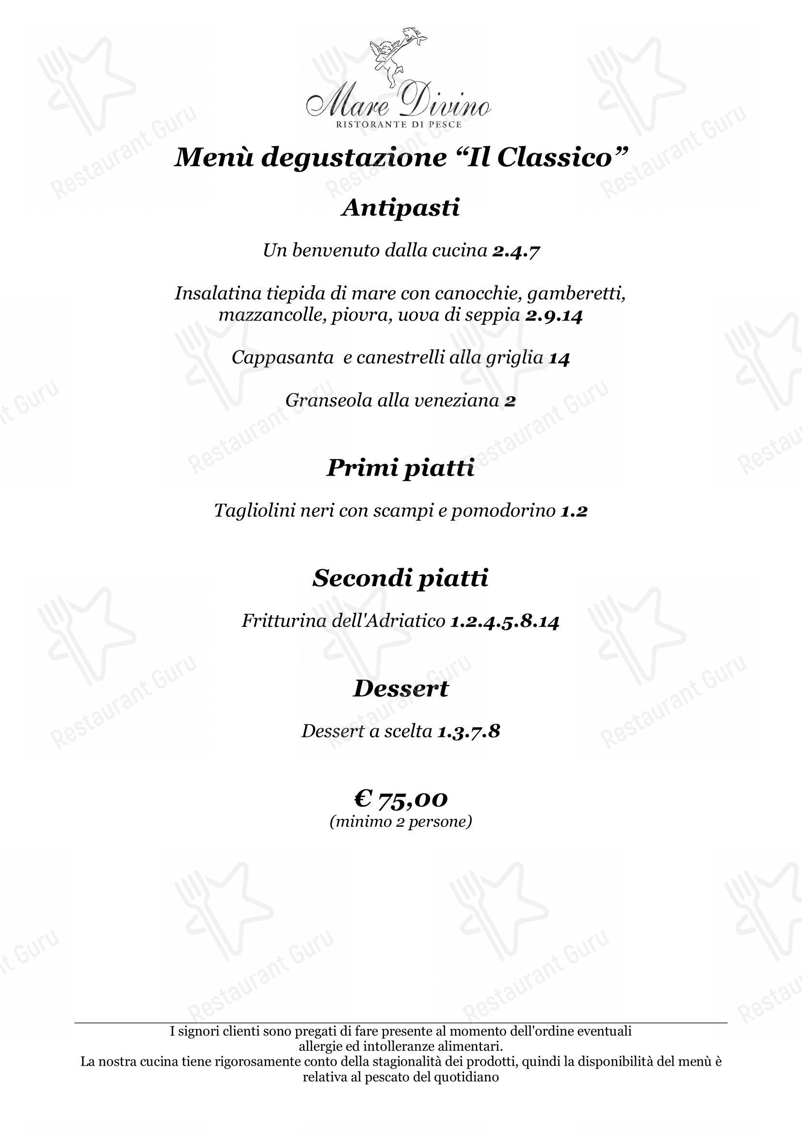 Menu per Ristorante Mare Divino ristorante