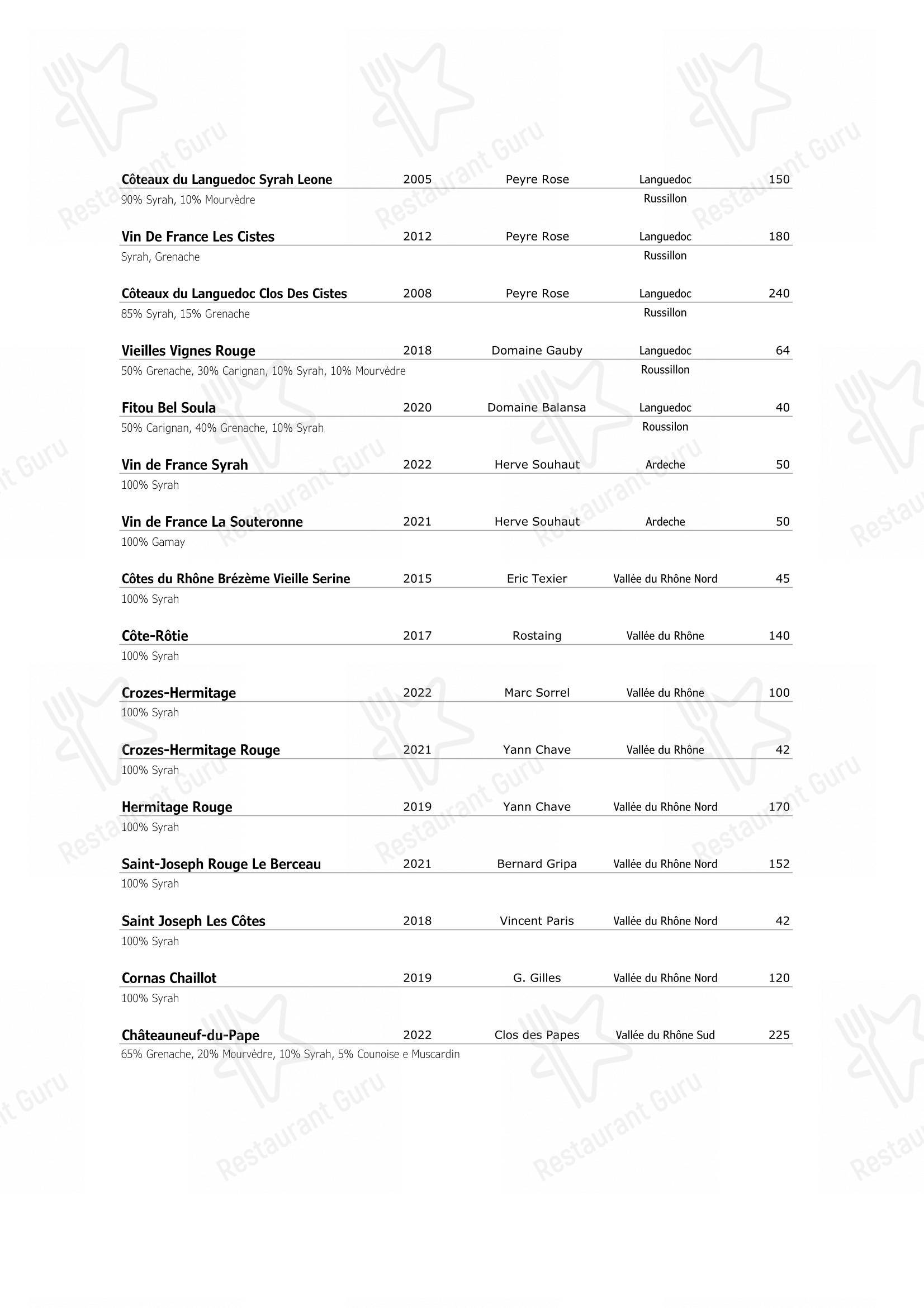 Menu di Ristorante Opera - Wine Menu