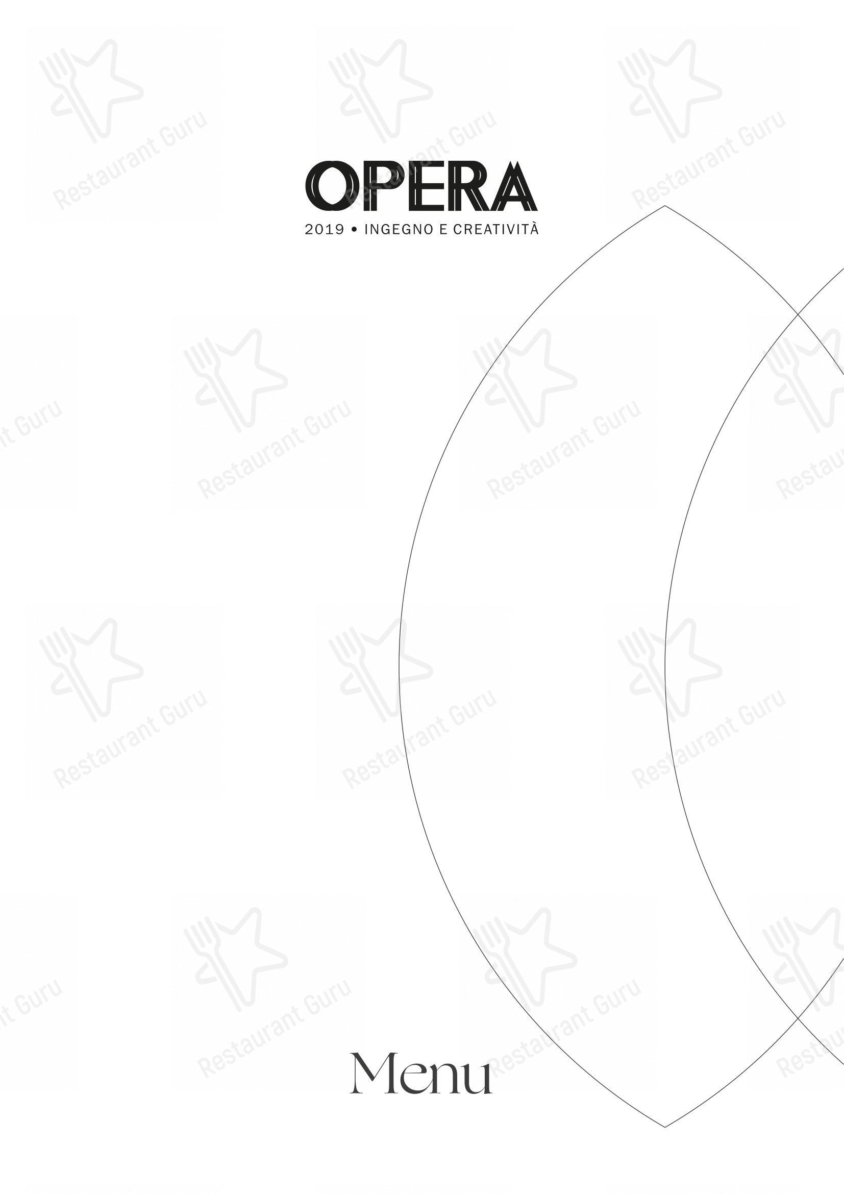 Dinner Menu per Ristorante Opera in Torino