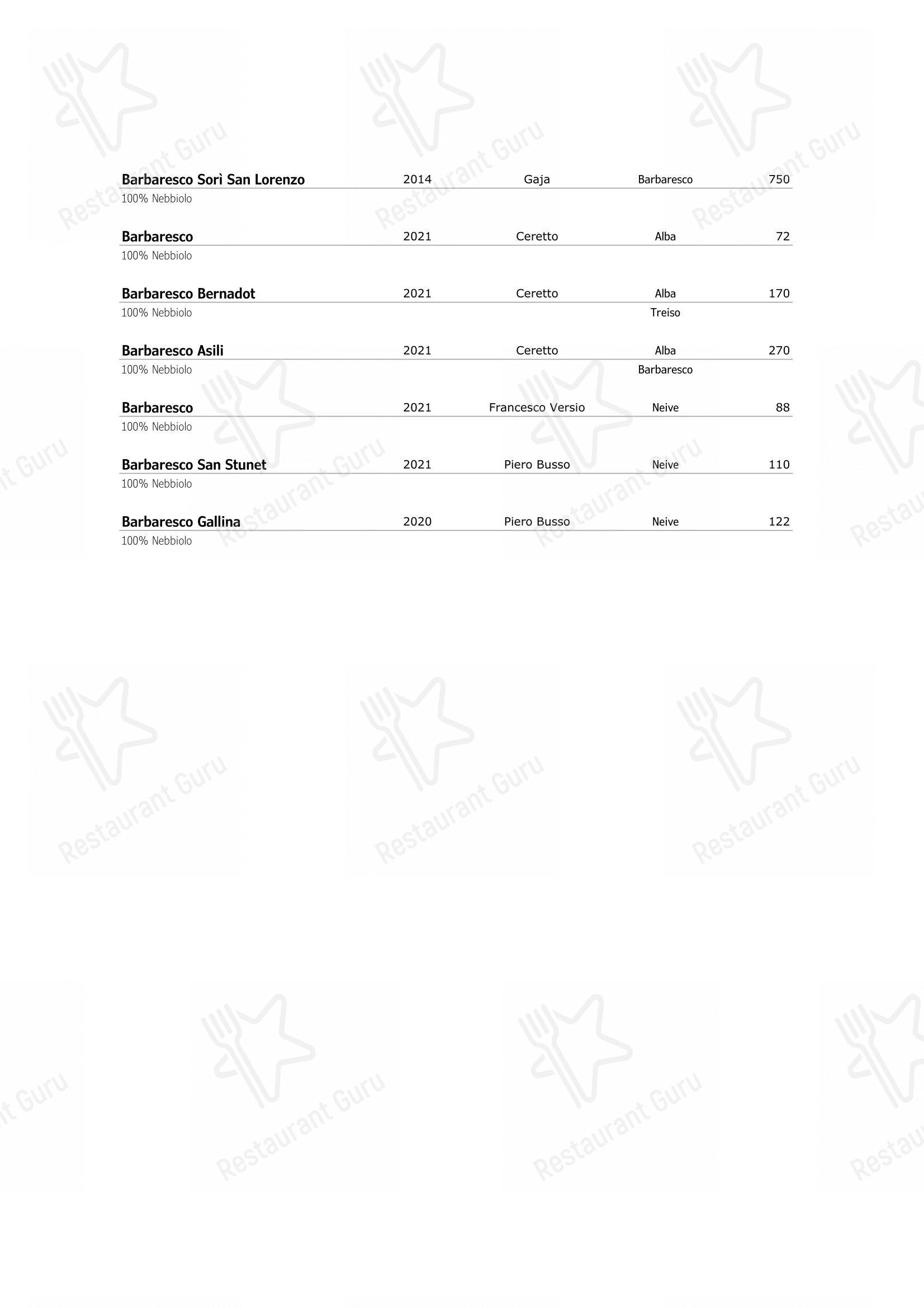 Ristorante Opera in Torino - Wine Menu