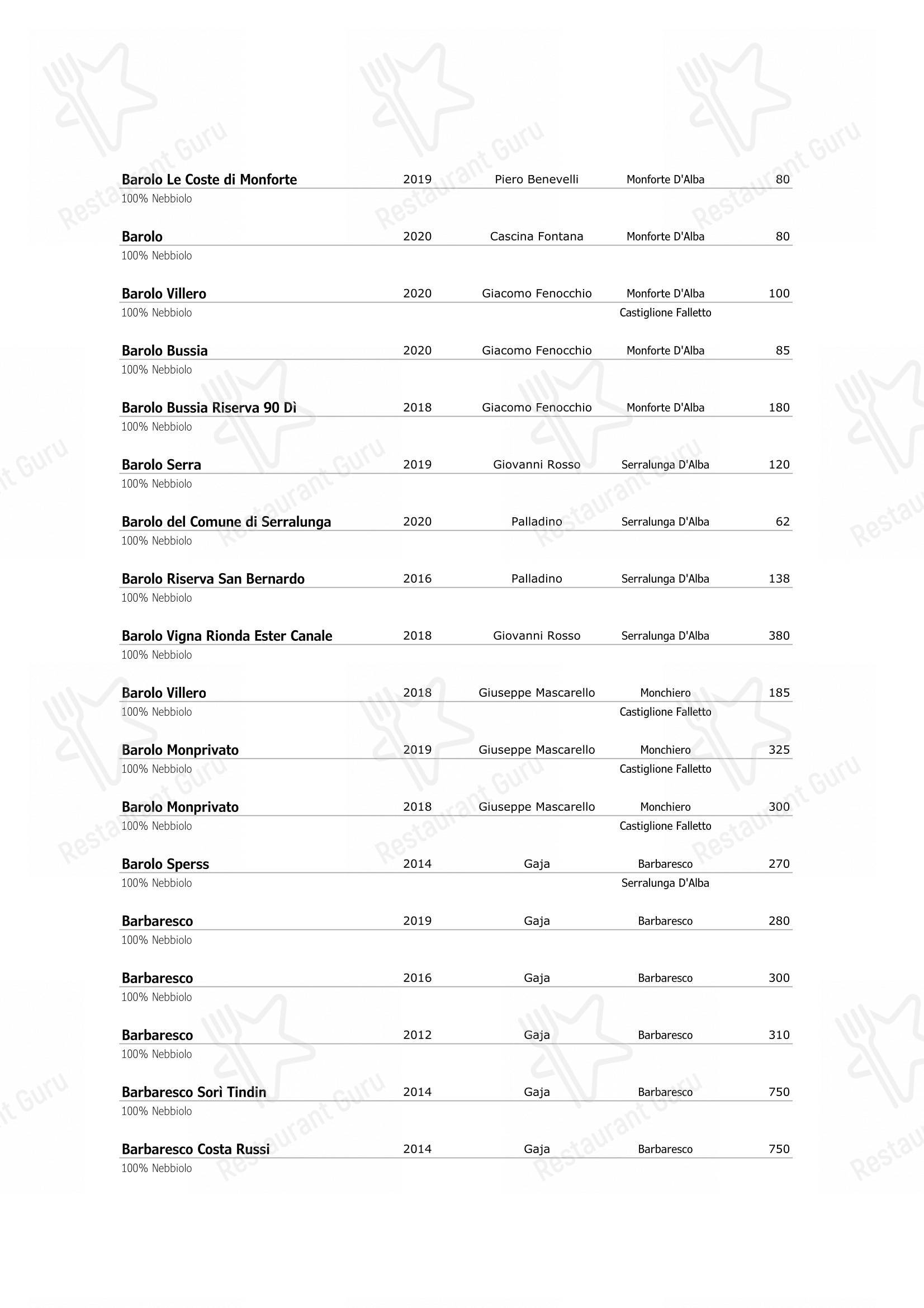 Wine Menu per Ristorante Opera ristorante