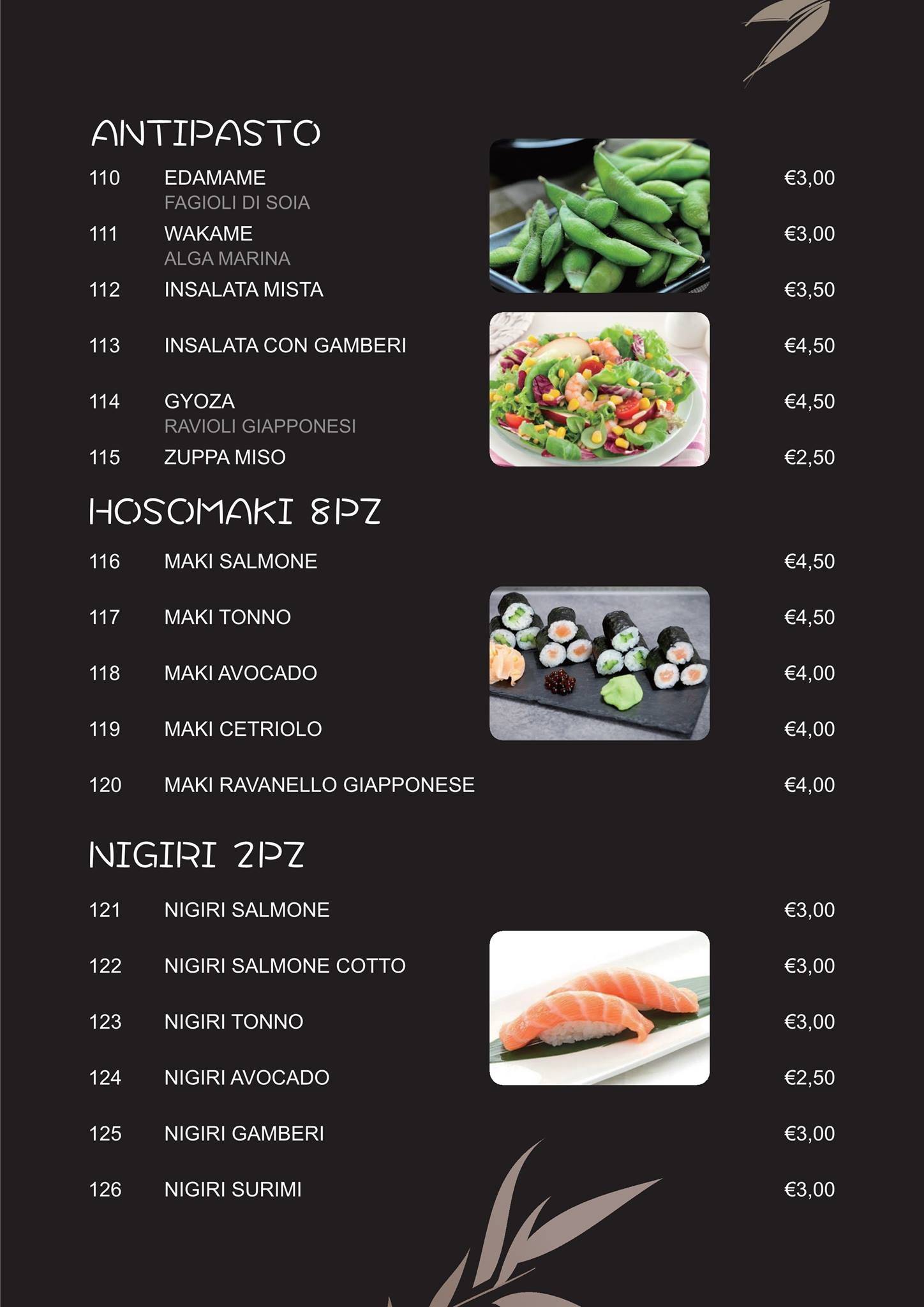 Menu di Ristorante Panda cinese-giapponese 