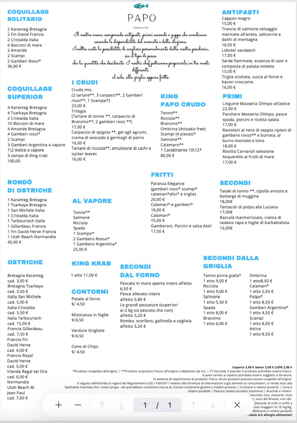 Menu di Ristorante Papo 