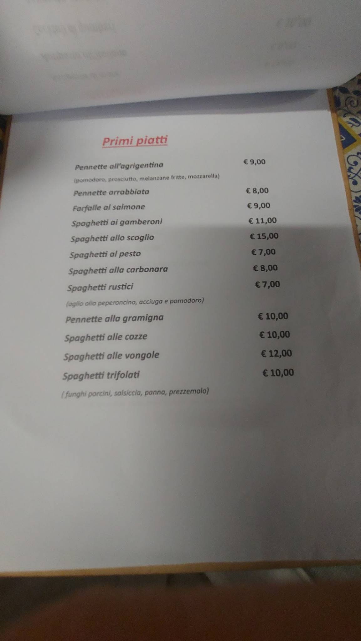 Menu di Ristorante Pizzeria Bar 'Ni Tanu 