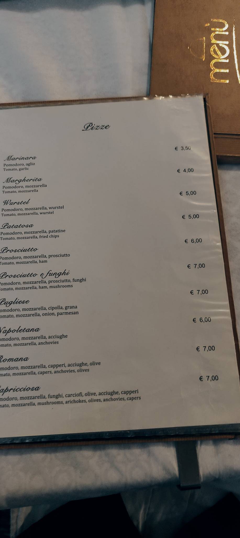 Menu di Ristorante Pizzeria Da Viola 