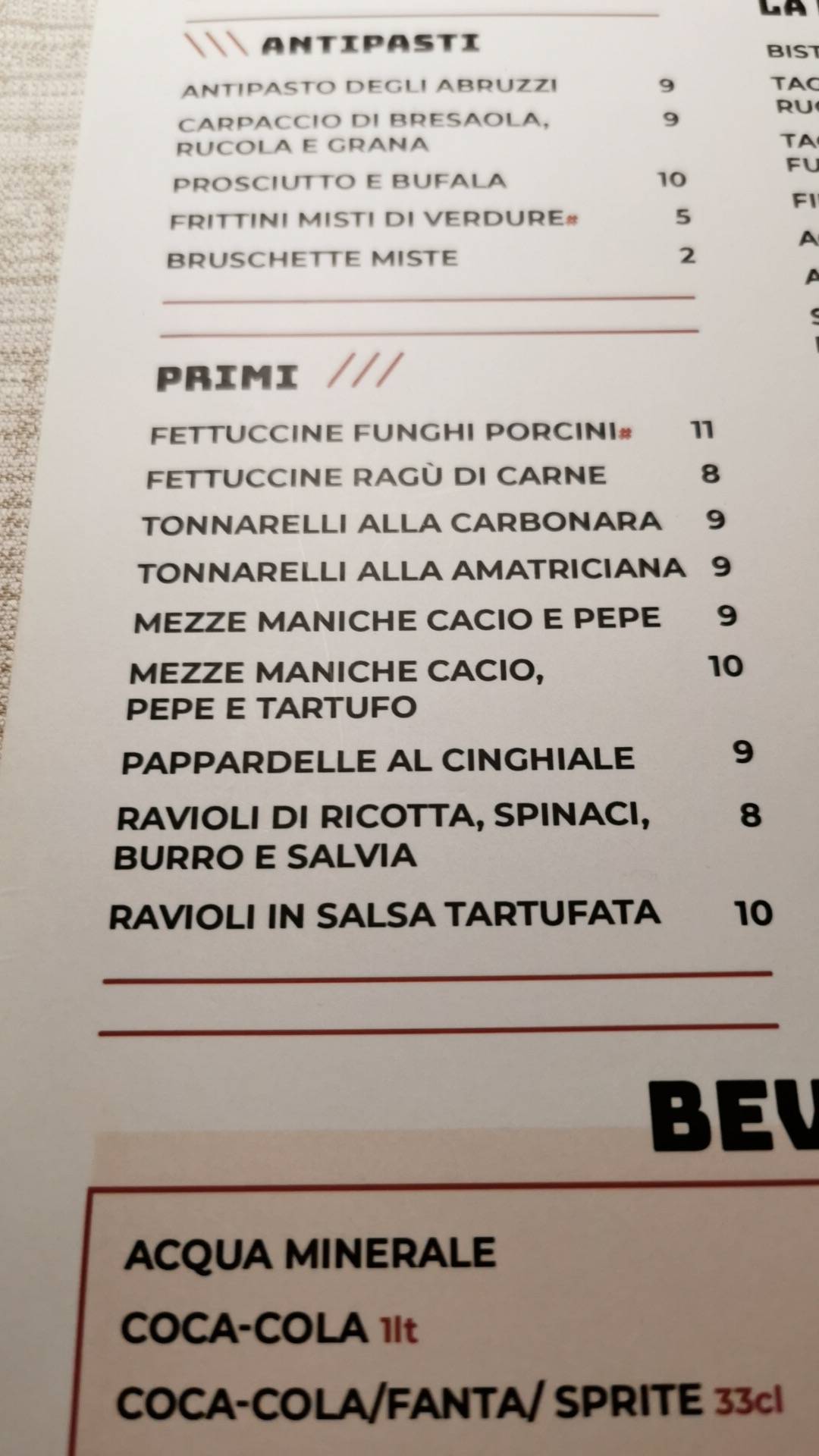 Menu di Ristorante Pizzeria degli Abruzzi 