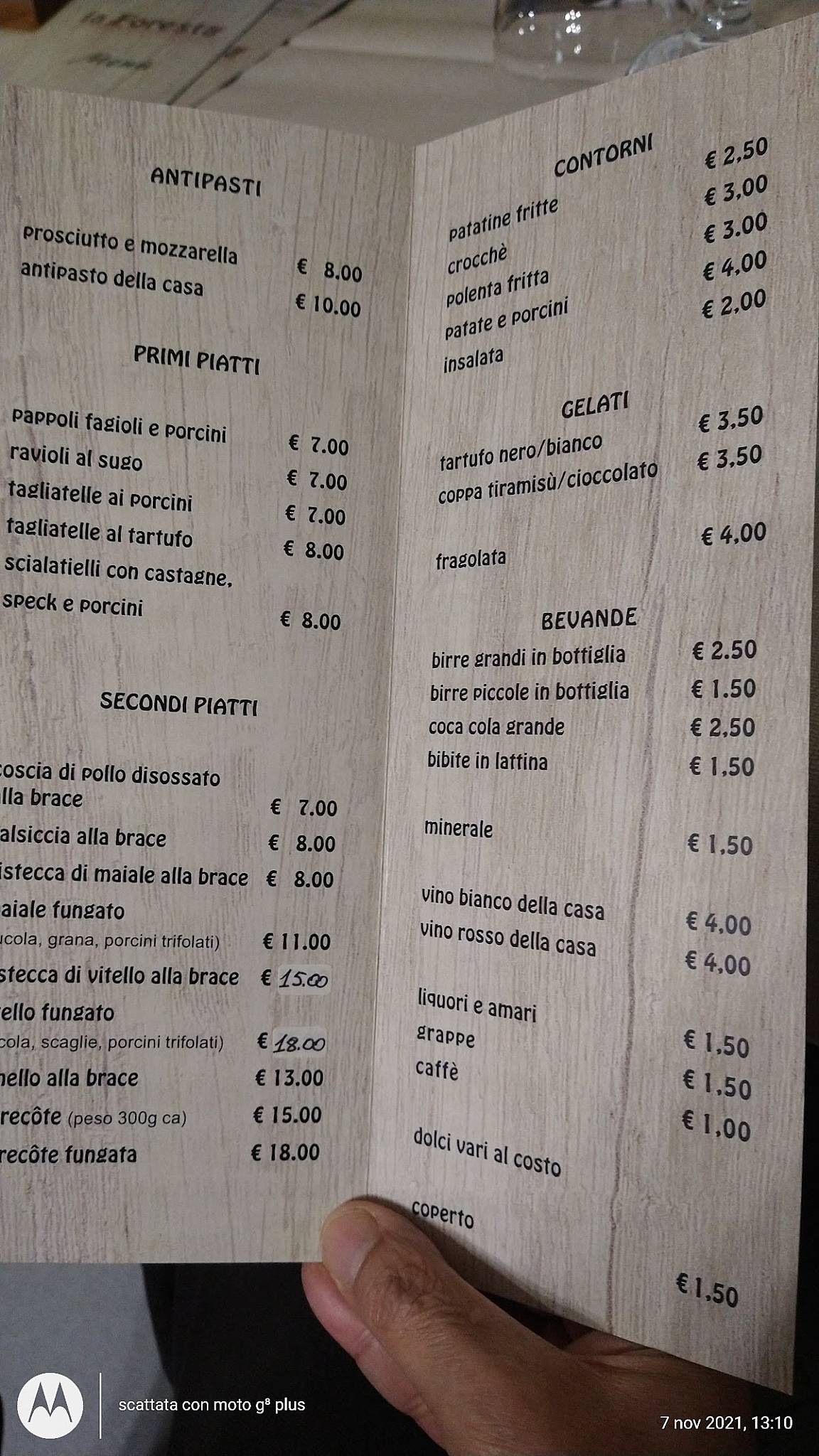 Menu di Ristorante Pizzeria La Foresta 